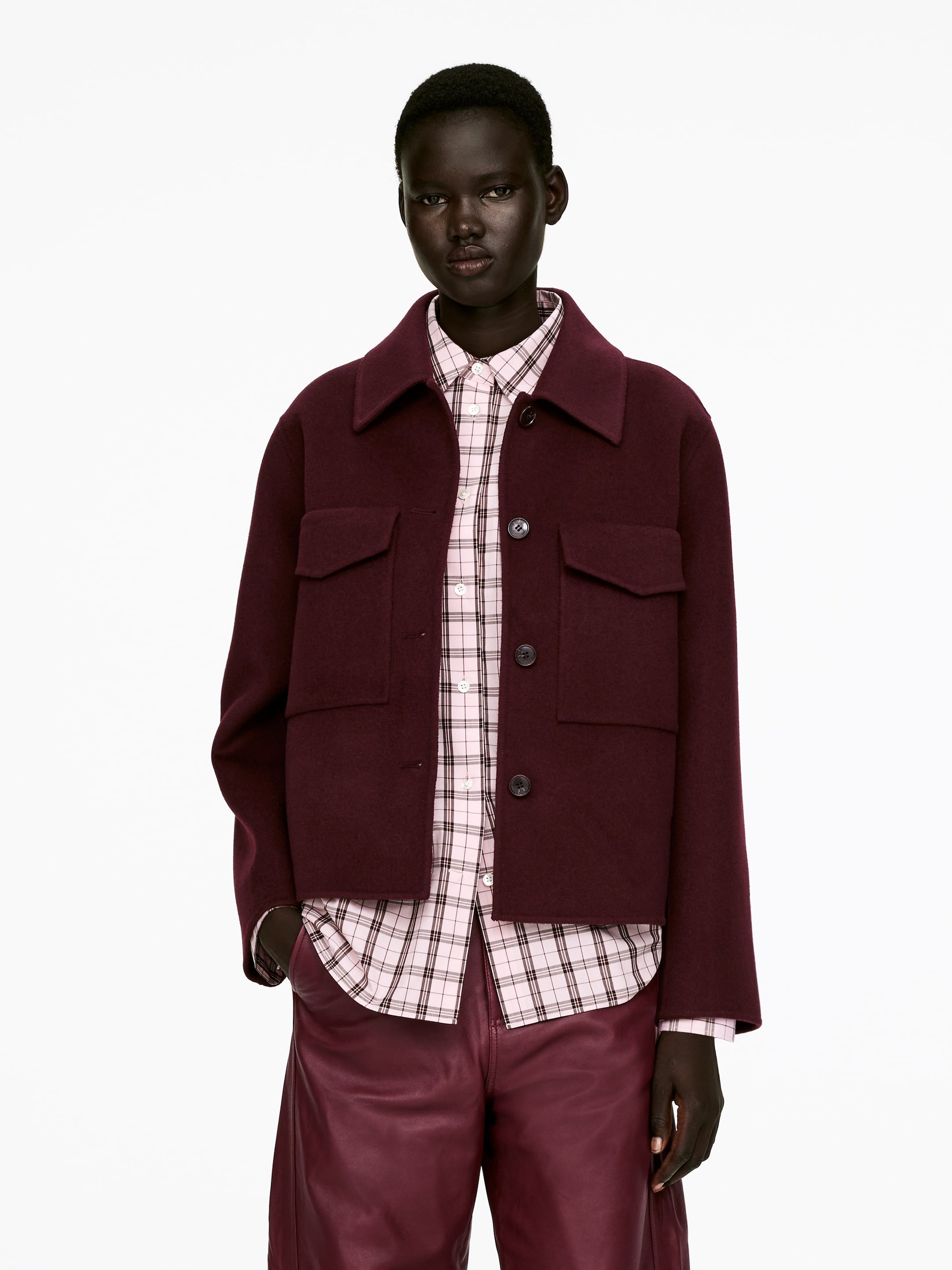 Größeres Bild anzeigen: Doubleface-Overshirt aus Wolle - Weinrot - Ladies | H&M AT 1