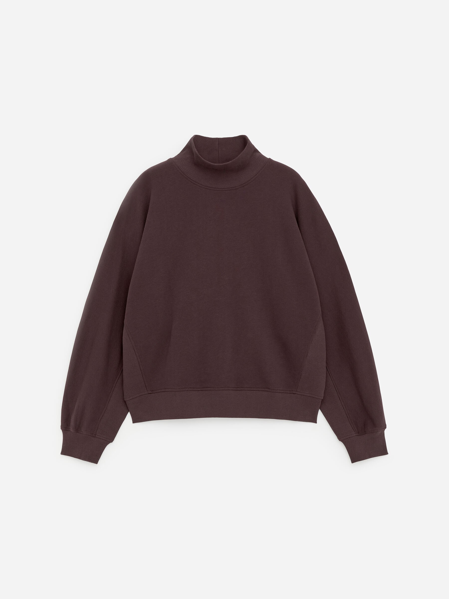 Mock-Neck Terry Sweatshirt - Brown - Relaxed fit - Women - StillMedia/DescriptiveStillLife - 2