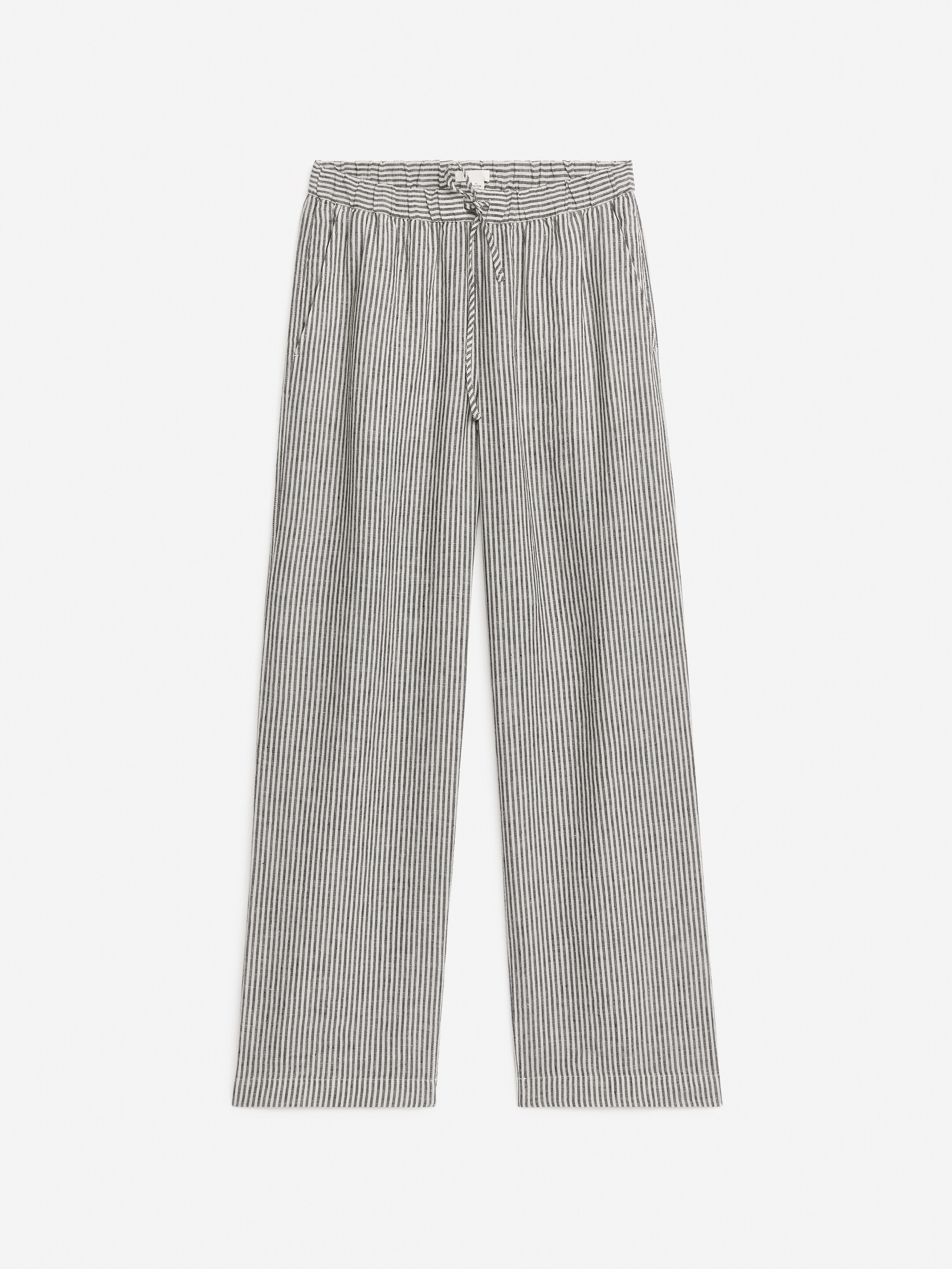 View larger image: Linen Drawstring Trousers - Off White/Black - Ladies | H&M GB 1