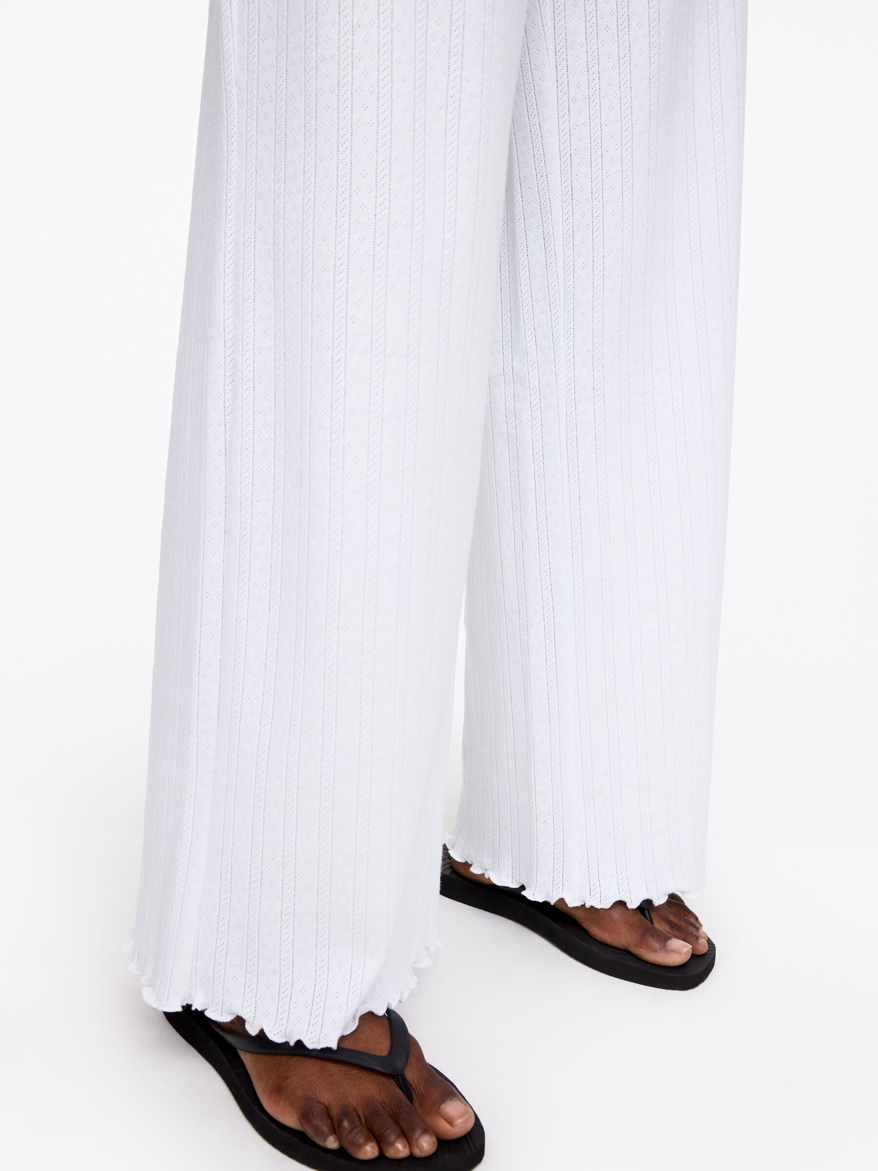 Pointelle-knitted Trousers - White - Regular fit - Women - StillMedia/Lookbook - 3