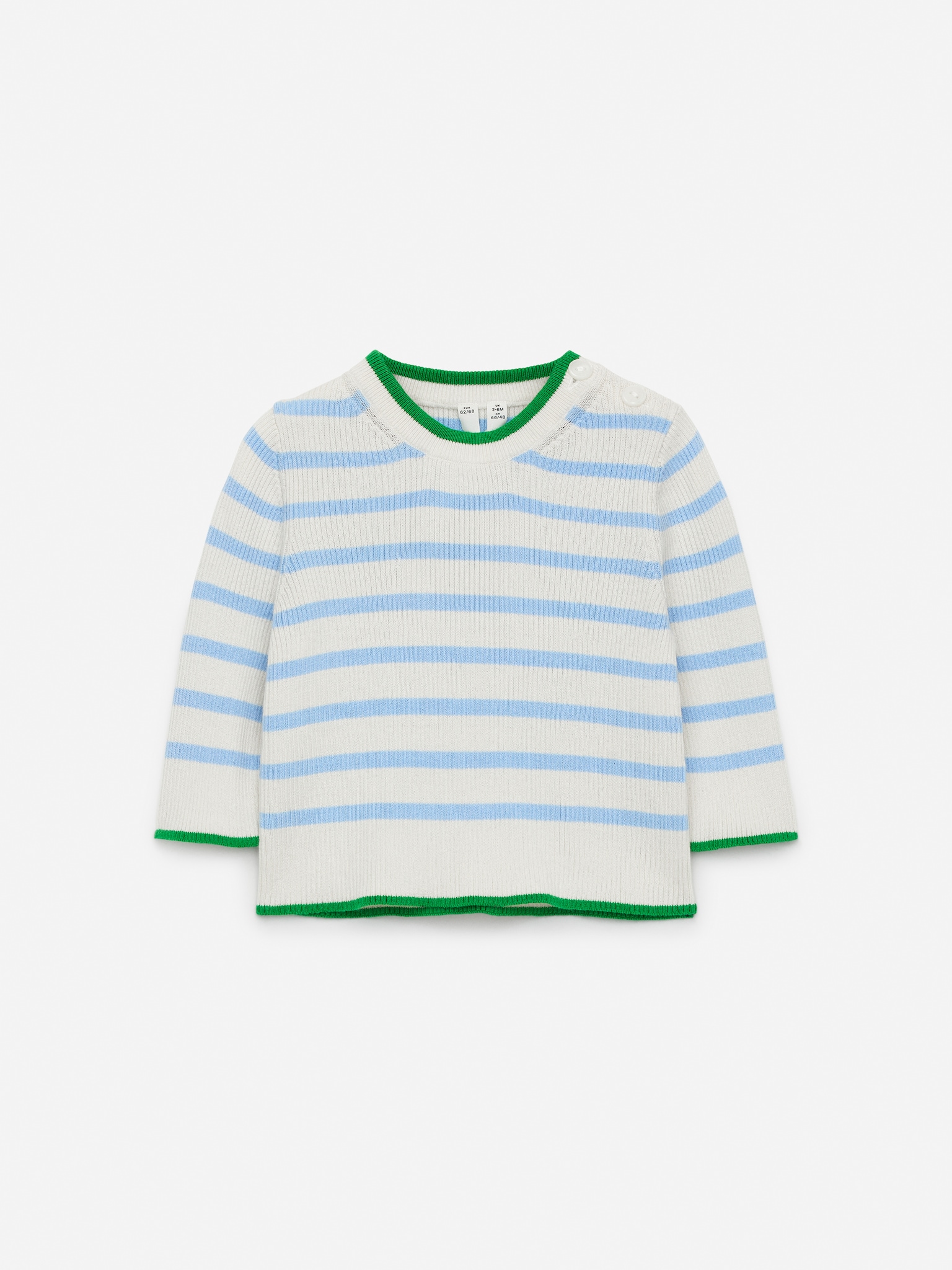 Sweter z prążkowanej dzianiny dla noworodka - Niebieski/Złamana biel/Zielony