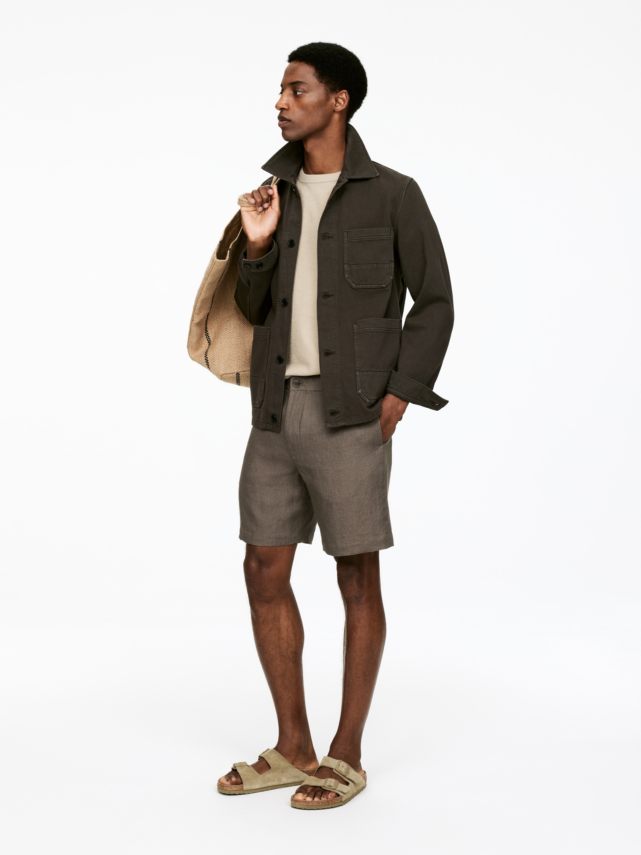 Ver imagen más grande: Pantalones cortos de lino - Topo - HOMBRE | H&M ES 3