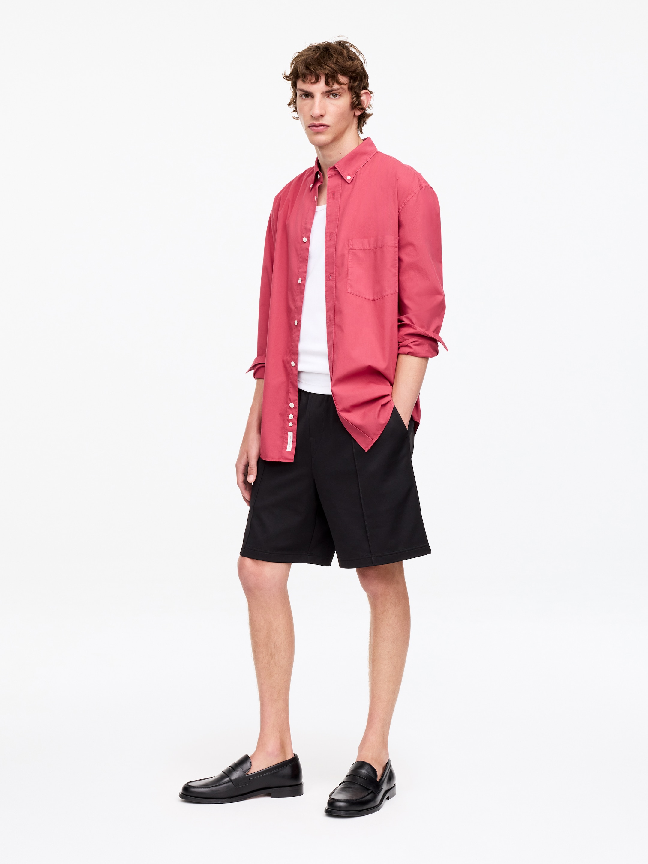 Poplinskjorta - Hallonröd - Relaxed fit - Men - StillMedia/Lookbook - 4