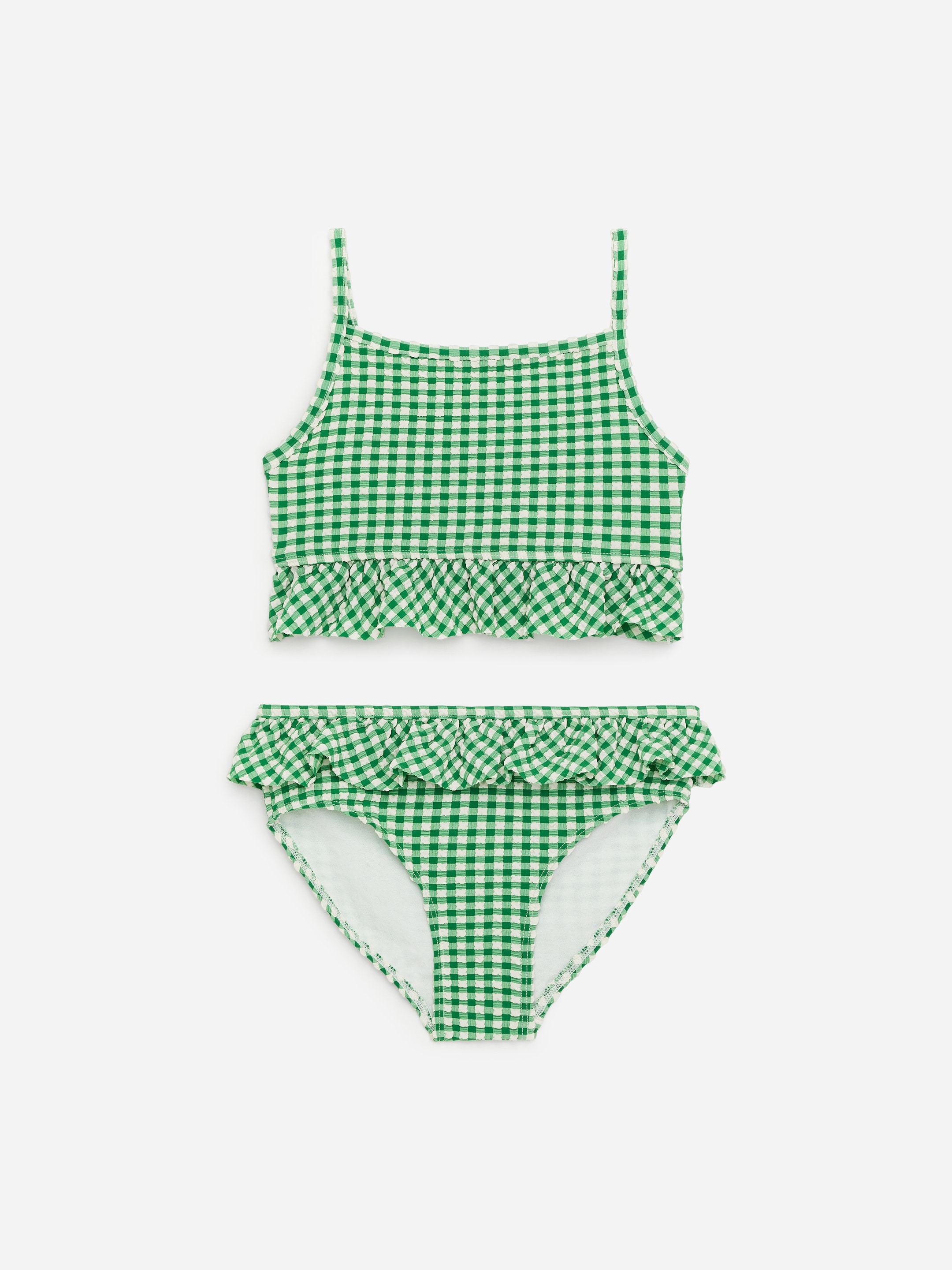 Seersucker Frill Bikini-#82aa78-18820