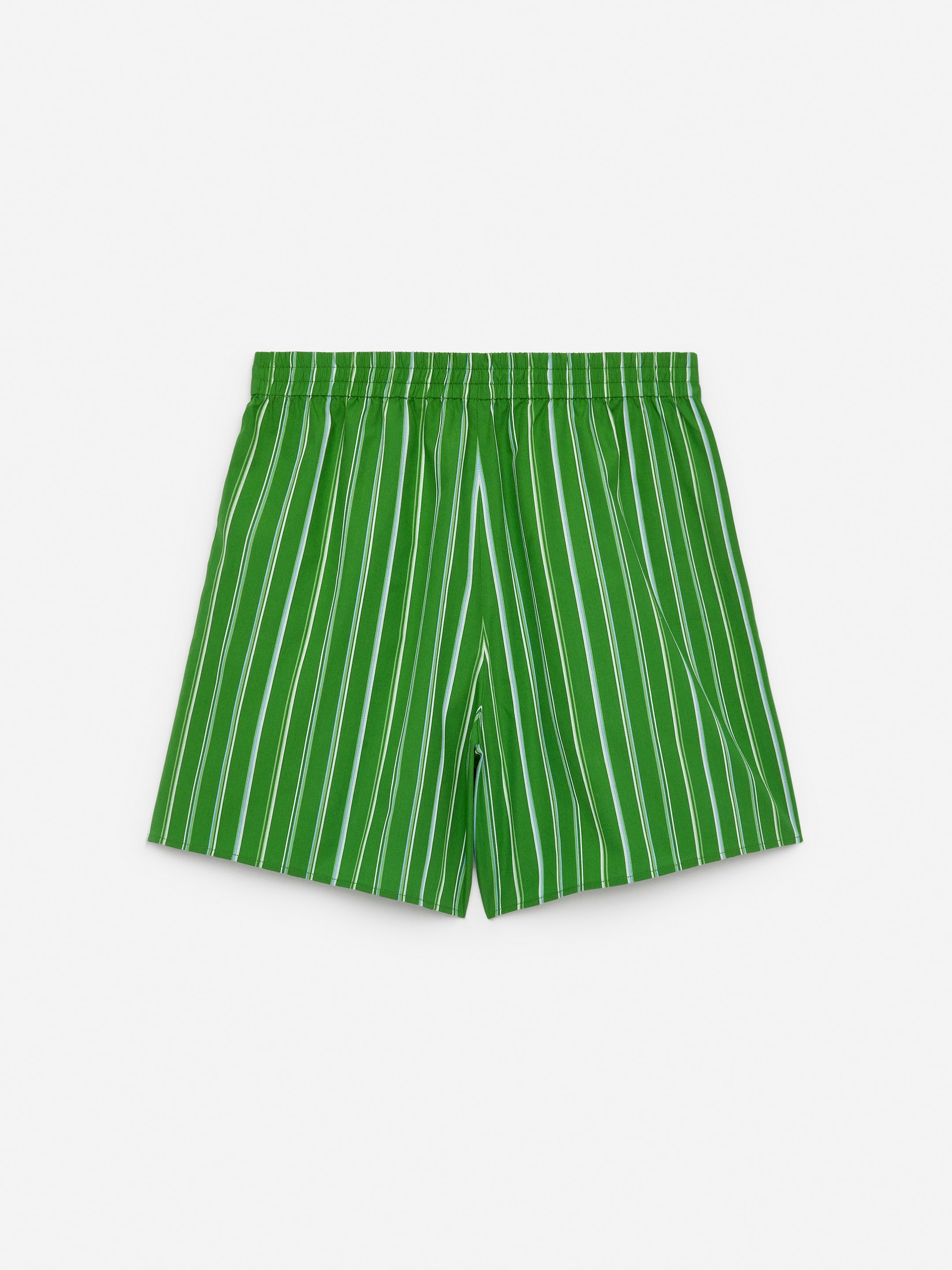 Relaxed Cotton Shorts - Green/Striped - Relaxed fit - Women - StillMedia/DescriptiveStillLife - 1
