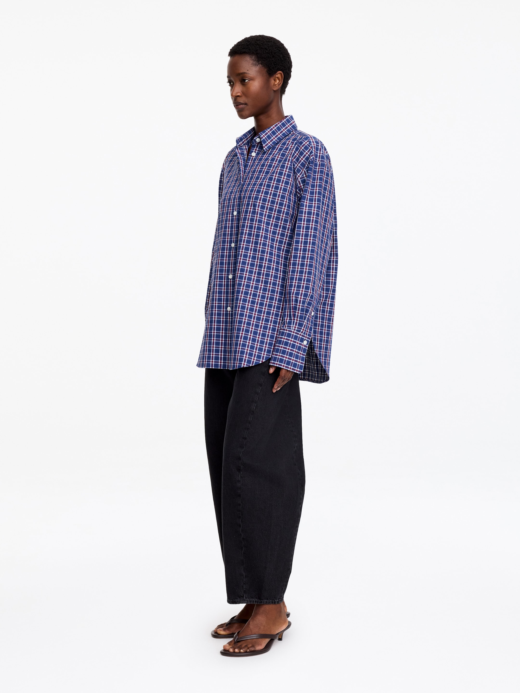 Relaxed-Fit Poplin Shirt - Dark Blue - Loose fit - Women - StillMedia/Lookbook - 3