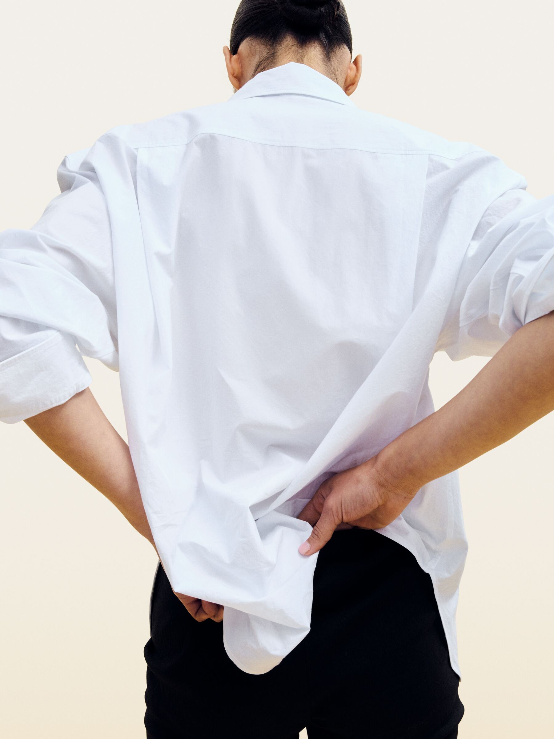 Linen-Cotton Kick-Flare Trousers - Black - Slim fit - Women - StillMedia/Environmental - 1