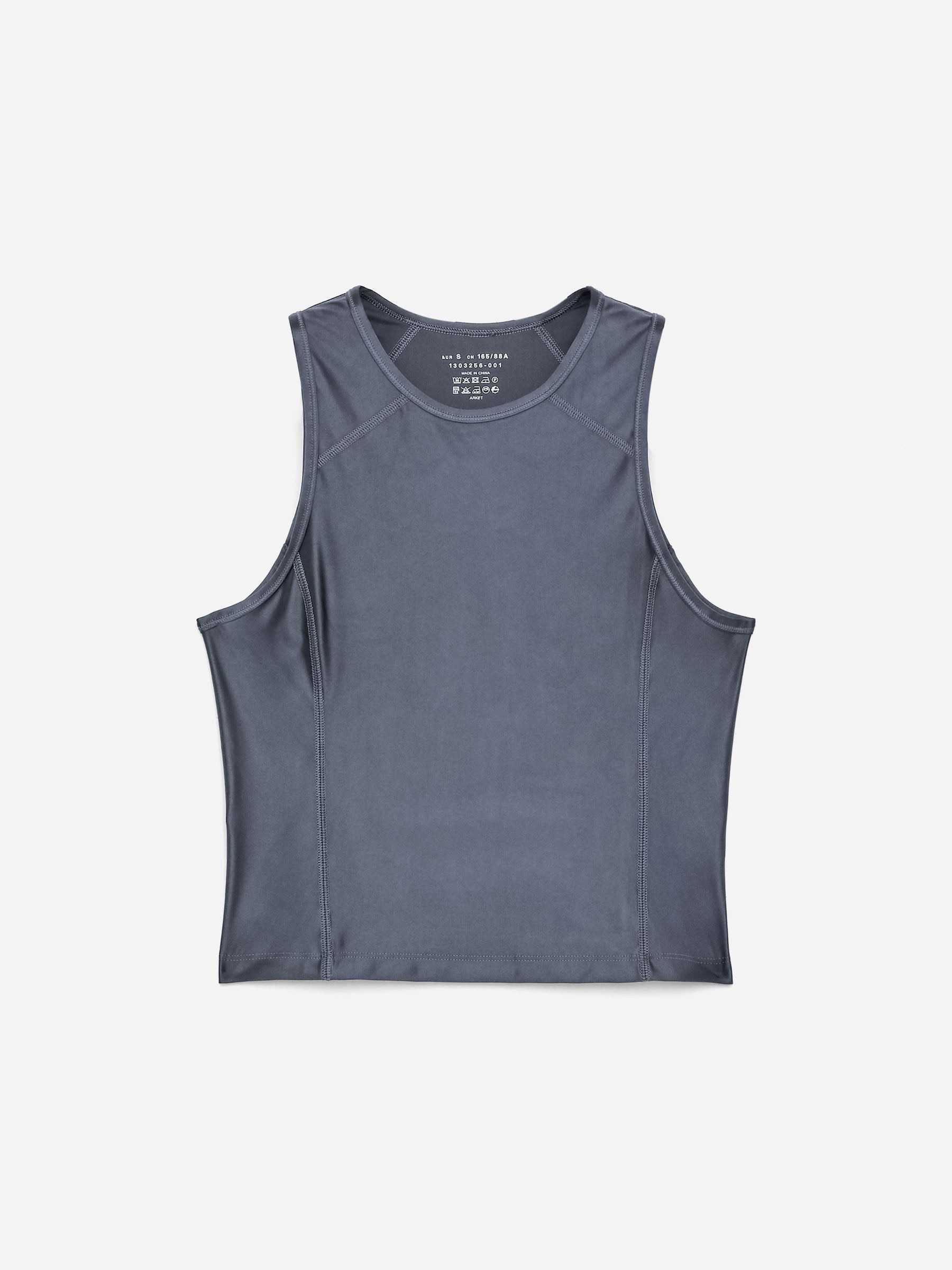 Shiny Tank Top-#48474B-16786