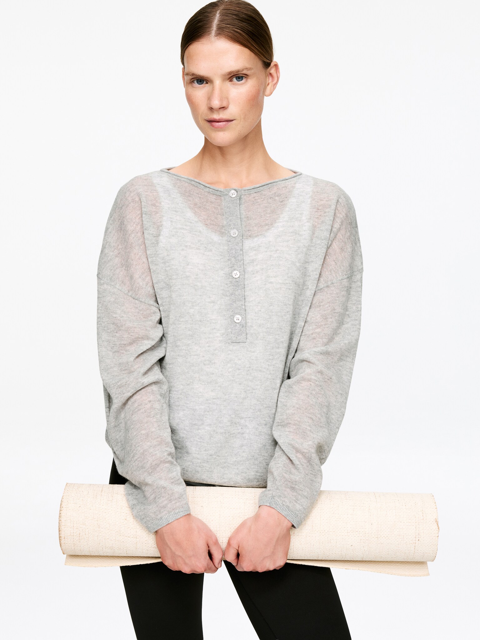 Jersey de cuello barco en cachemir puro - Gris - 5