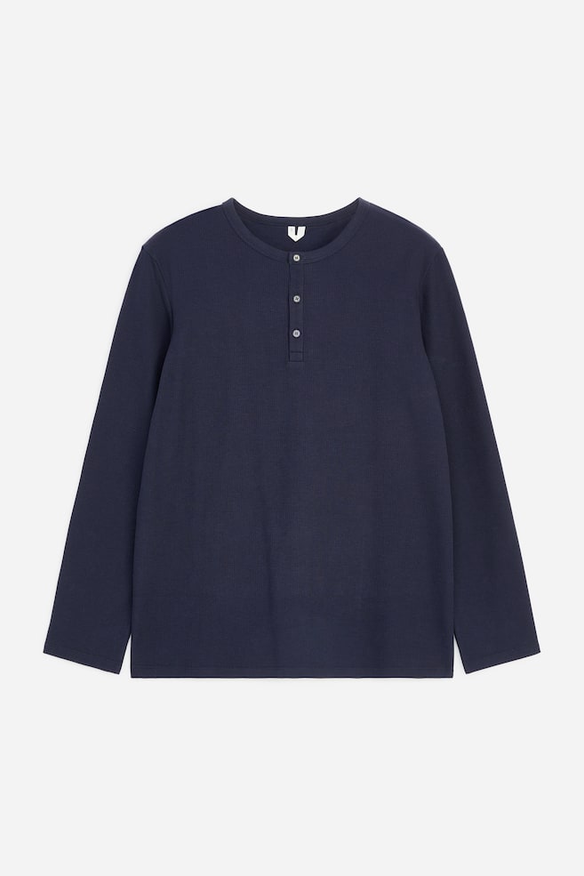 Henley Shirt - Dark Blue/Off White/Brown/Black - 1