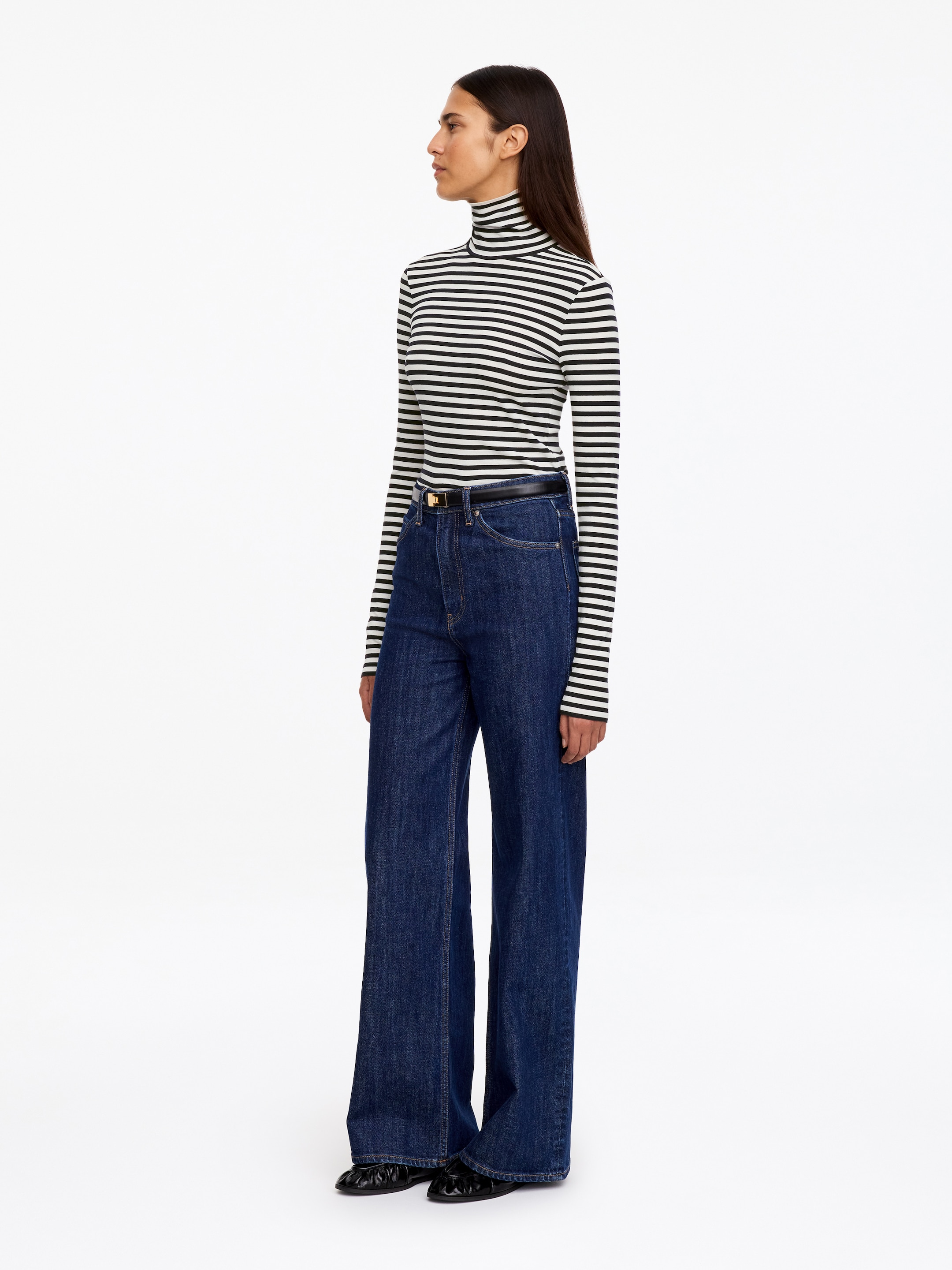 Rollkragenoberteil aus Baumwolle - Dunkelblau/Weiß - Slim Fit - women - StillMedia/Lookbook - 4