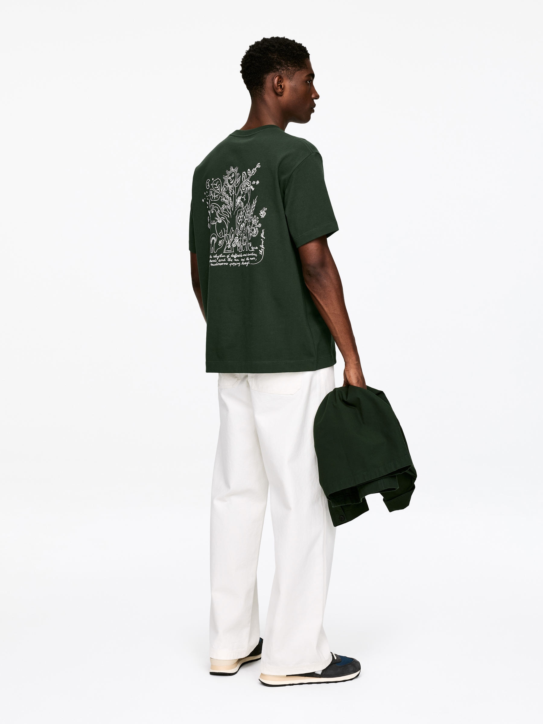 ARKET CAFÉ Printed T-Shirt - Dark Green/White - Loose fit - Café - StillMedia/Lookbook - 1