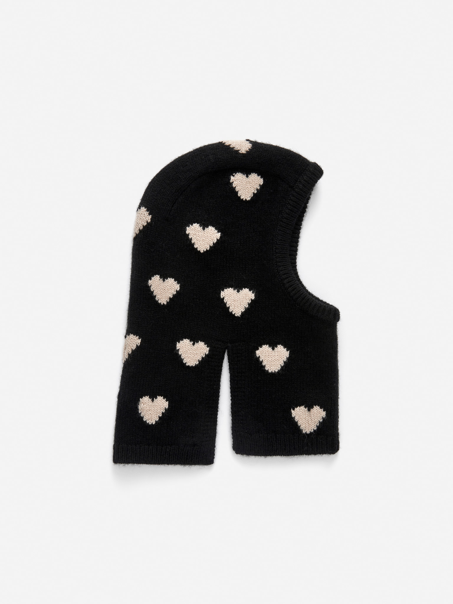 Knitted Wool Hood - Black/Off White