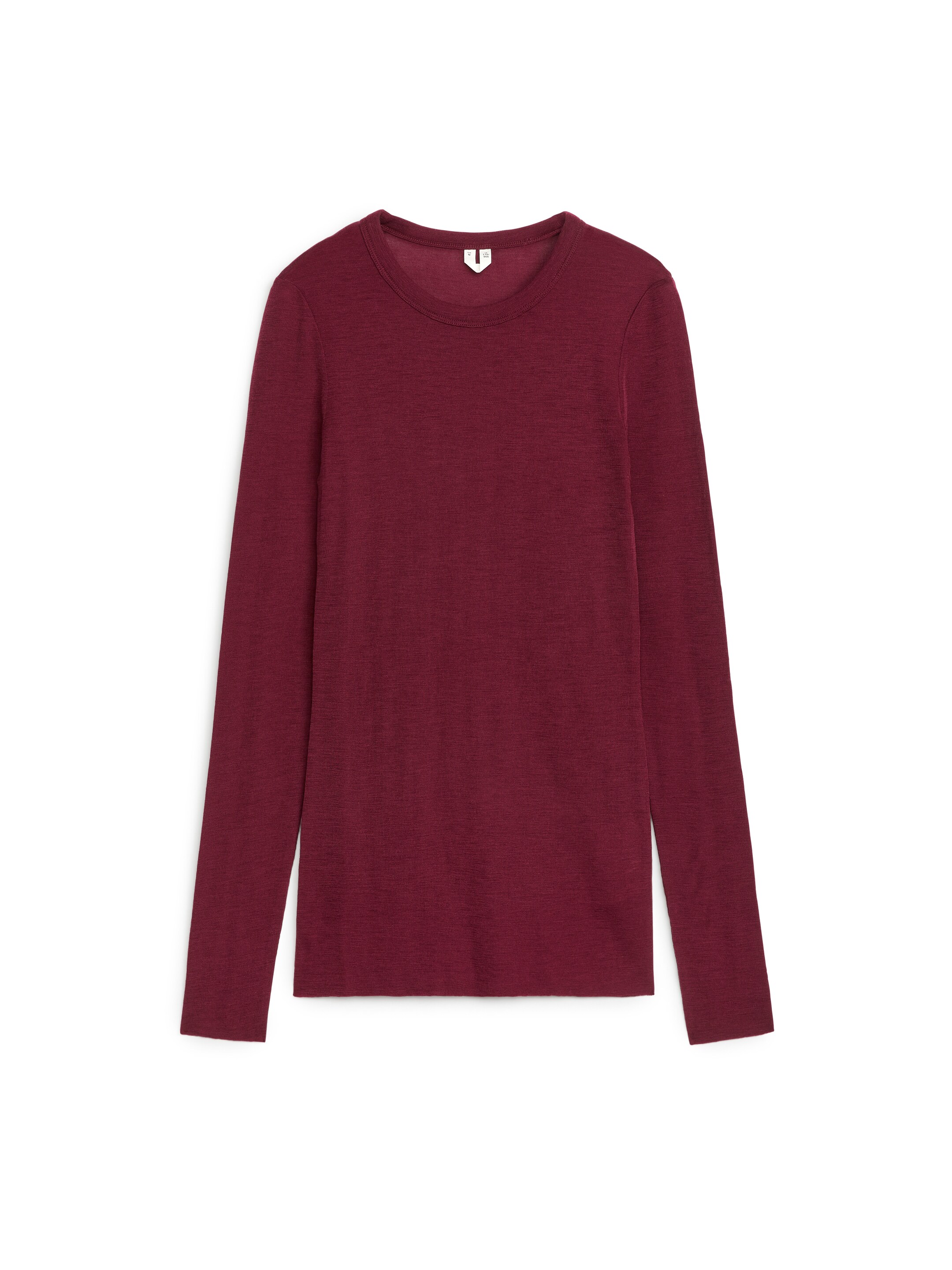 Long-Sleeved Merino Top - Burgundy - Slim fit - Women - StillMedia/DescriptiveStillLife - 1