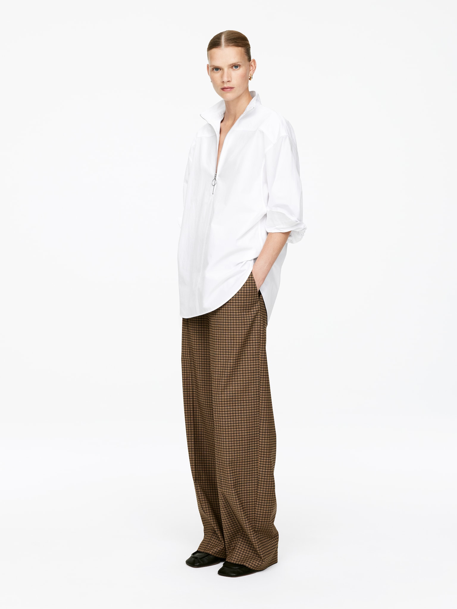 Elastic Waist Trousers - Brown - 4