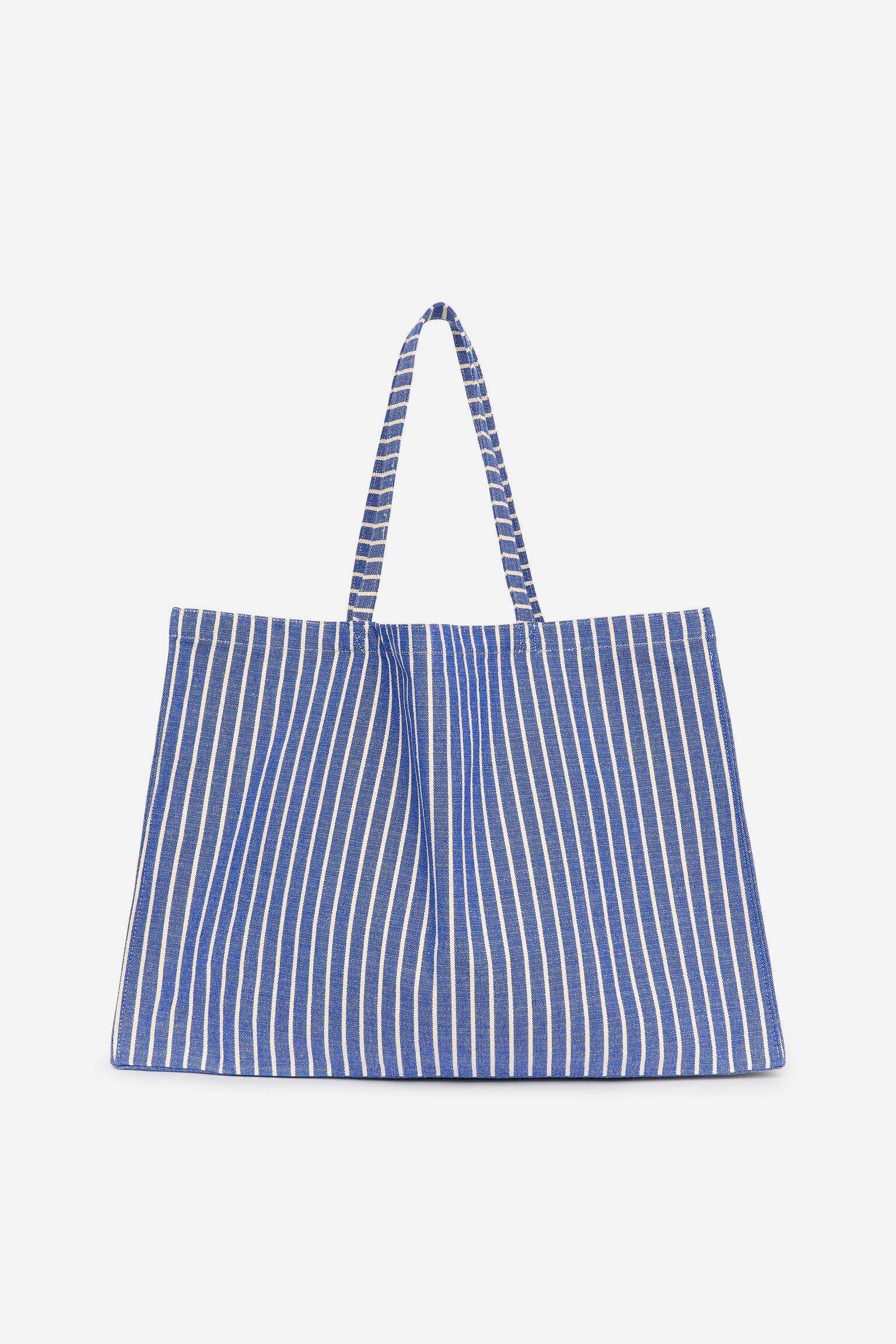 Borsa da spiaggia grande - Blu/Bianco/Bianco sporco/Righe - 1
