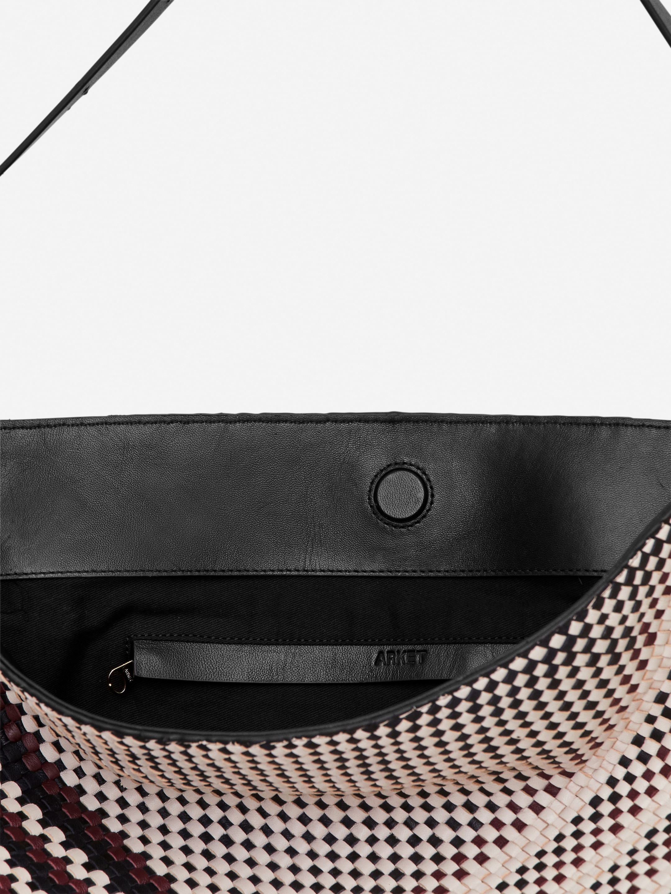 Woven Leather Tote Bag - White/Black/Dark Red - Women - StillMedia/DescriptiveDetail - 5