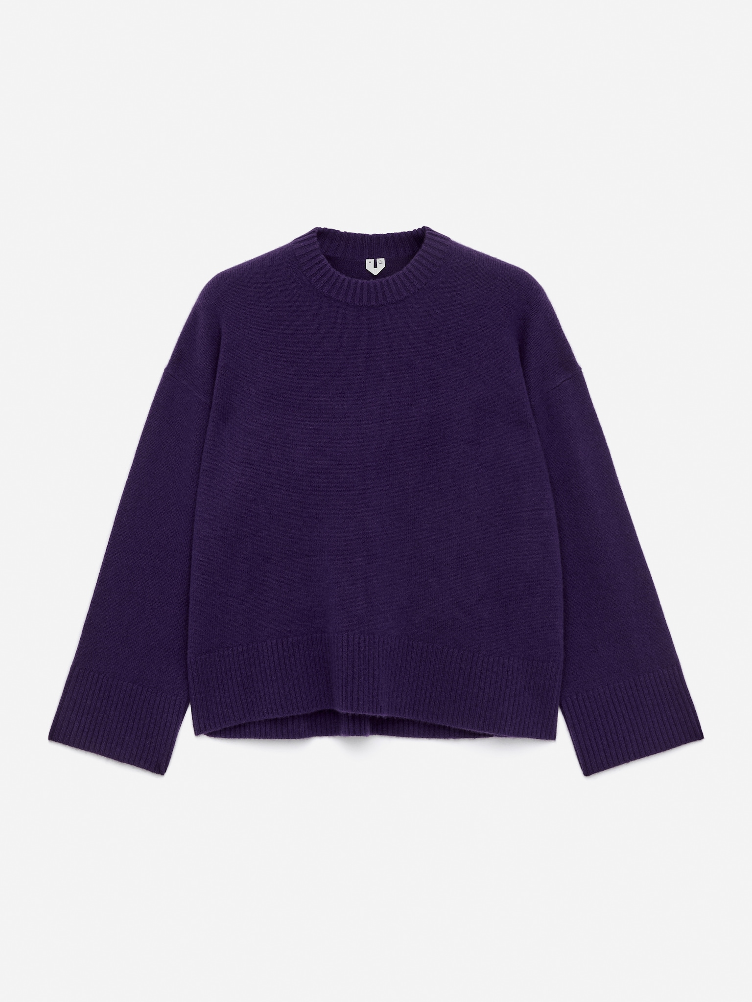 Oversized Pure Cashmere Jumper​ - Purple/Black - 2