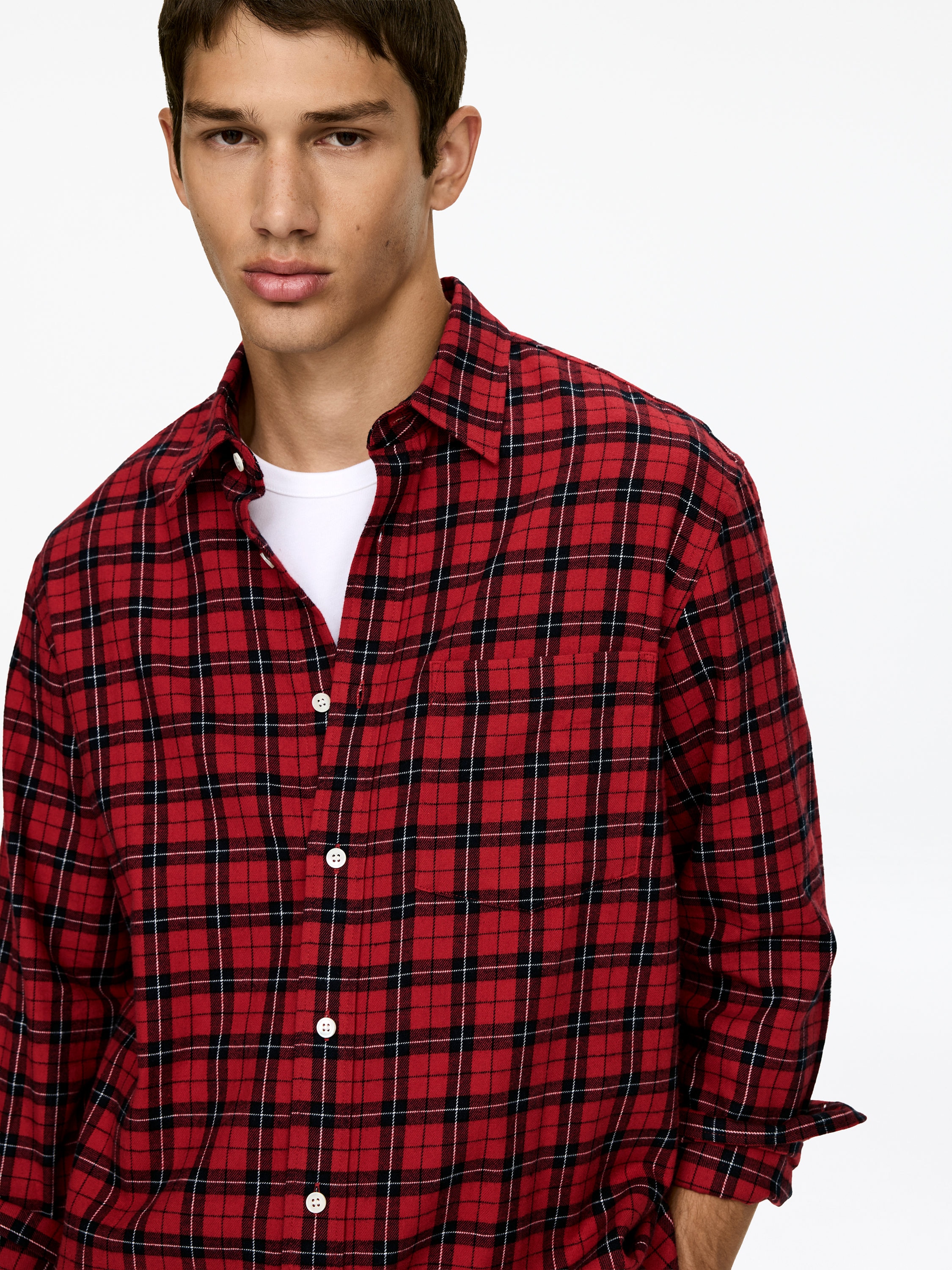 Flannel Shirt - Red/Black - Relaxed fit - Men - StillMedia/Lookbook - 5