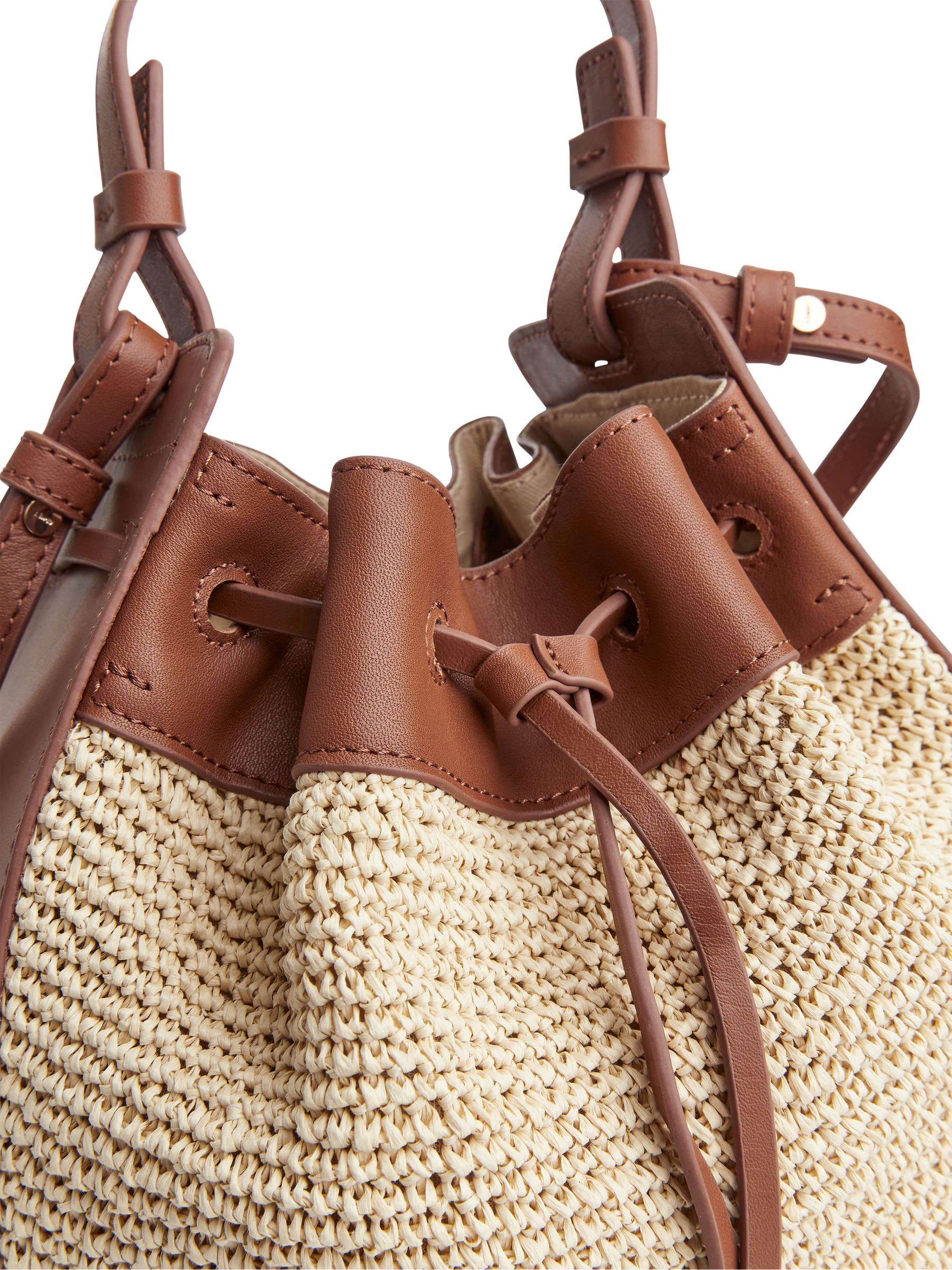 Leather Trimmed Straw Bag - Beige/Brown - Women - StillMedia/DescriptiveDetail - 6