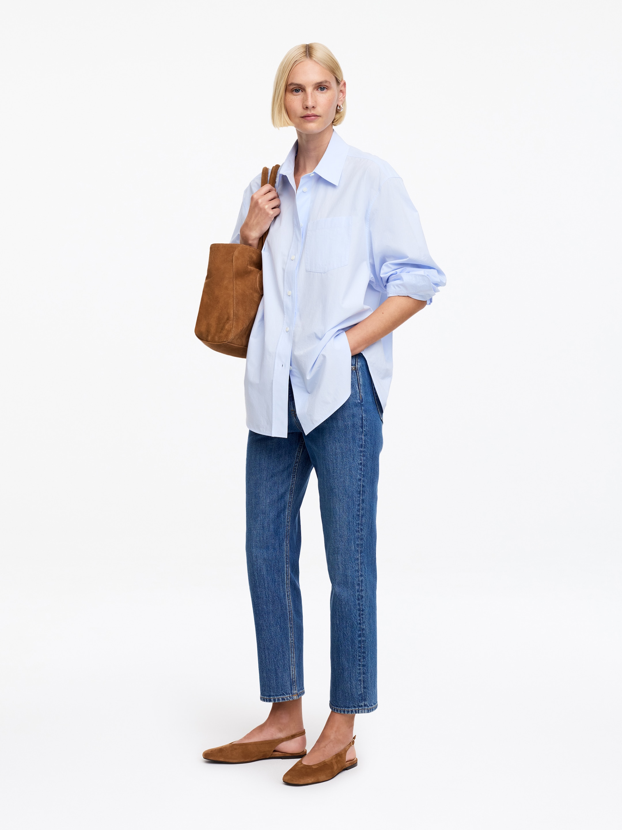 Zamszowe płaskie buty z odsłoniętą piętą - Brązowy - Women - StillMedia/Lookbook - 8
