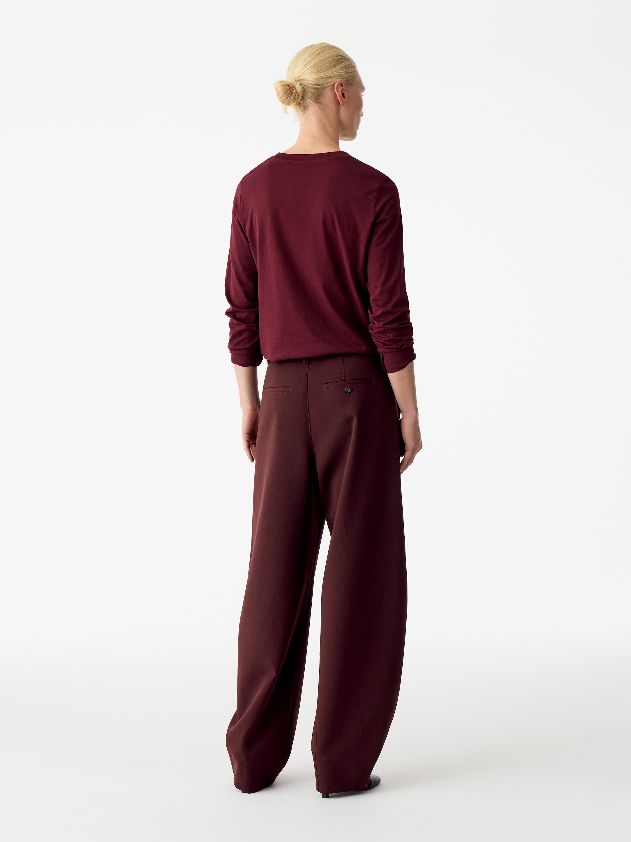 Barrel-Leg Wool-blend Trousers - Dark red - Relaxed fit - women - StillMedia/Lookbook - 6