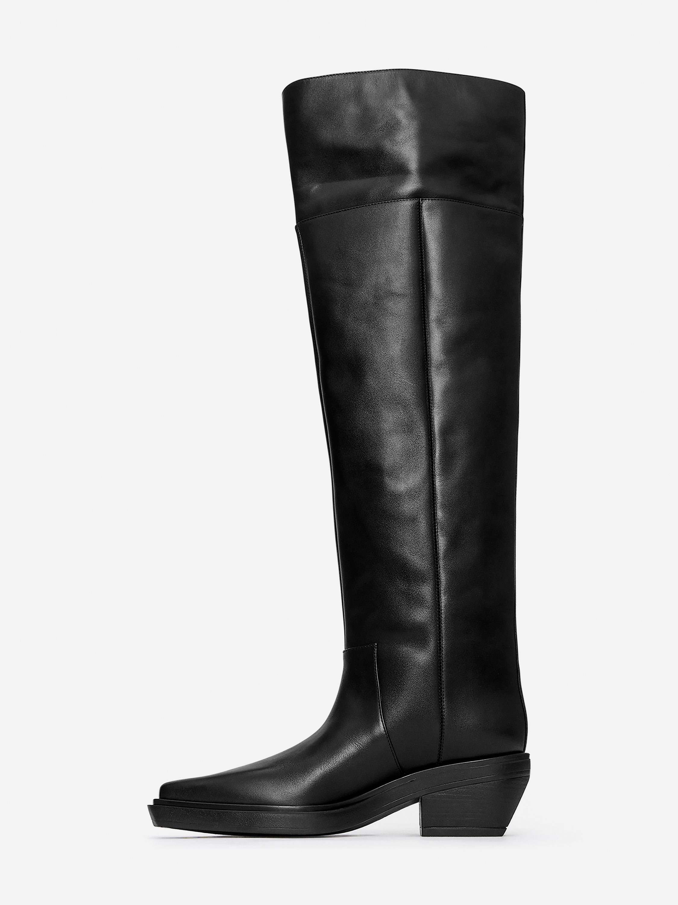 Over-The-Knee Leather Boots - Black - Women - StillMedia/DescriptiveStillLife - 3
