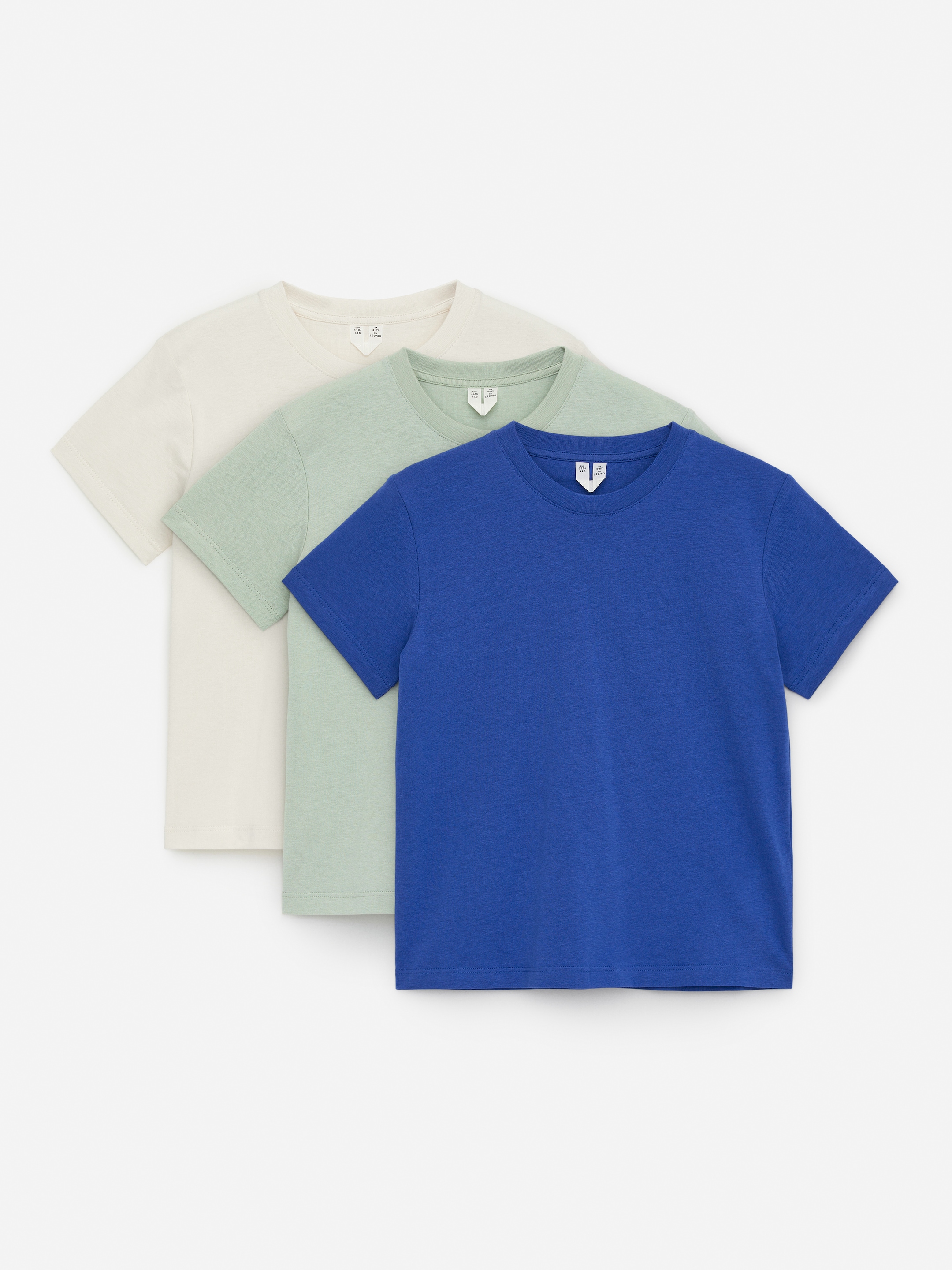 Προβολή μεγαλύτερης εικόνας: Σετ 3 T-shirt με Στρογγυλή Λαιμόκοψη - Εκρού/Μπλε/Πράσινο - Kids | H&M GR 1