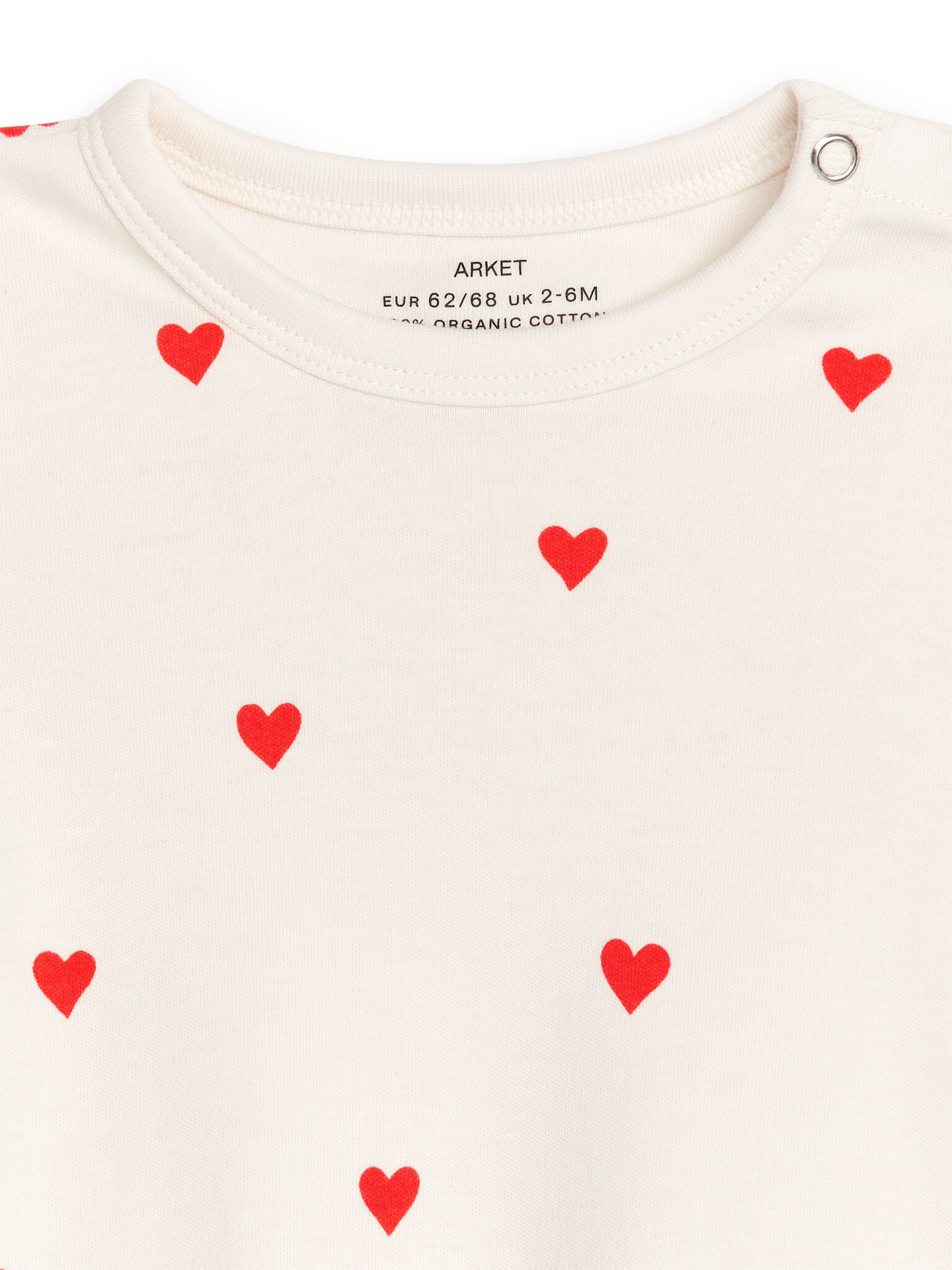 Langarmbody - cremeweiß/rote Herzen/Hellblau meliert - 2