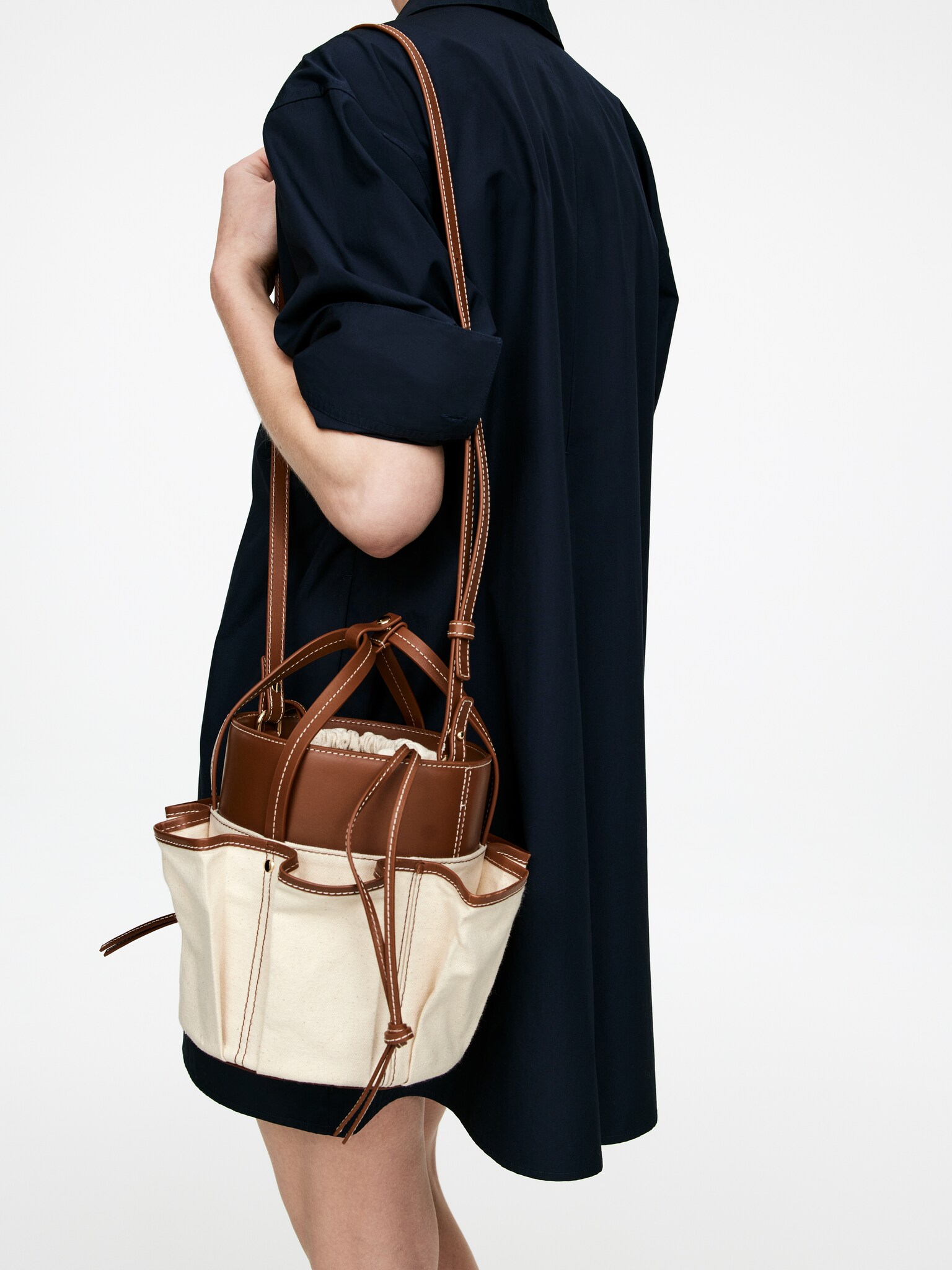 Sac seau 2-en-1 - Marron/Beige