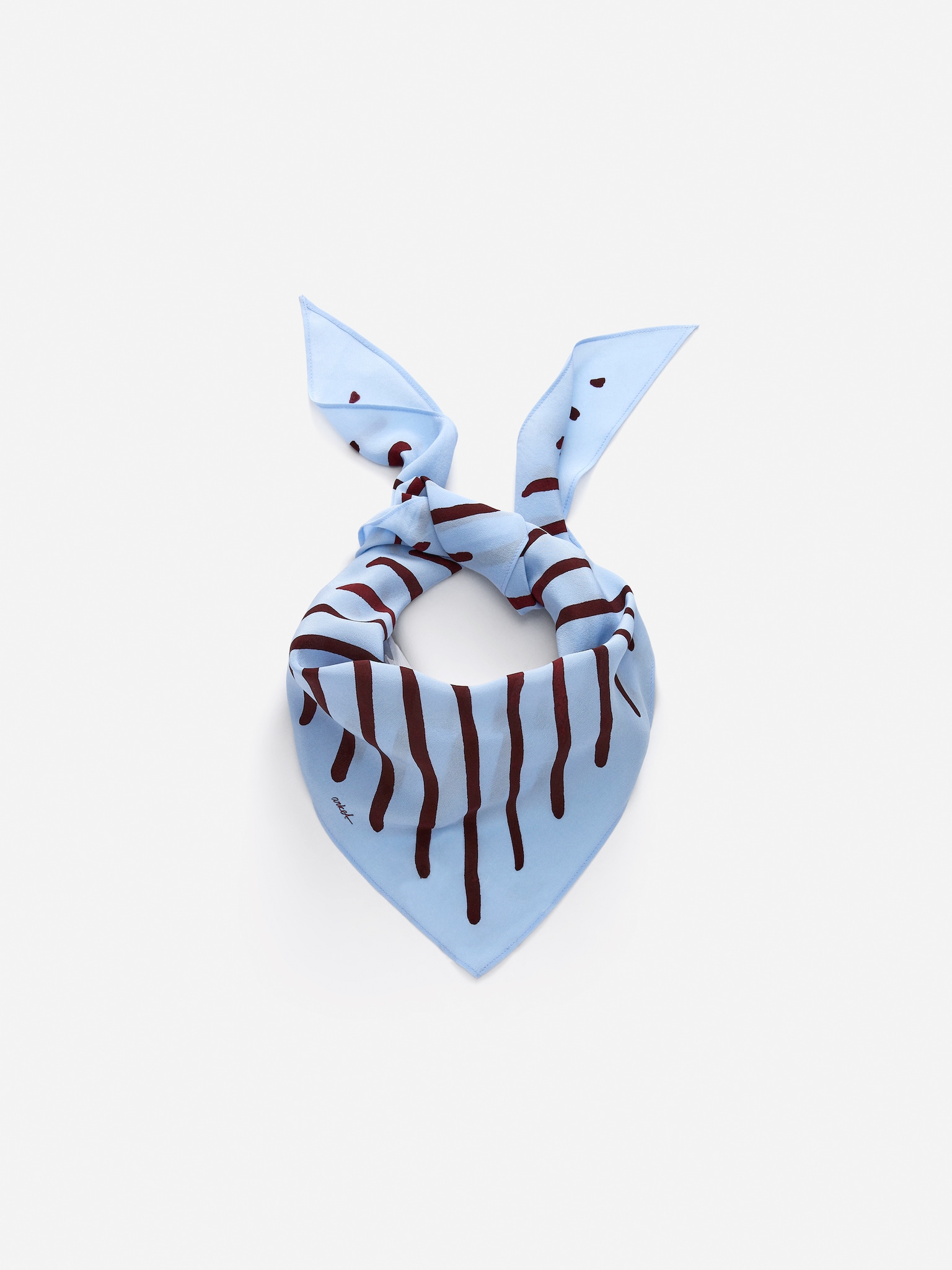 Foulard triangulaire en soie - Bleu clair/Rayures - 4