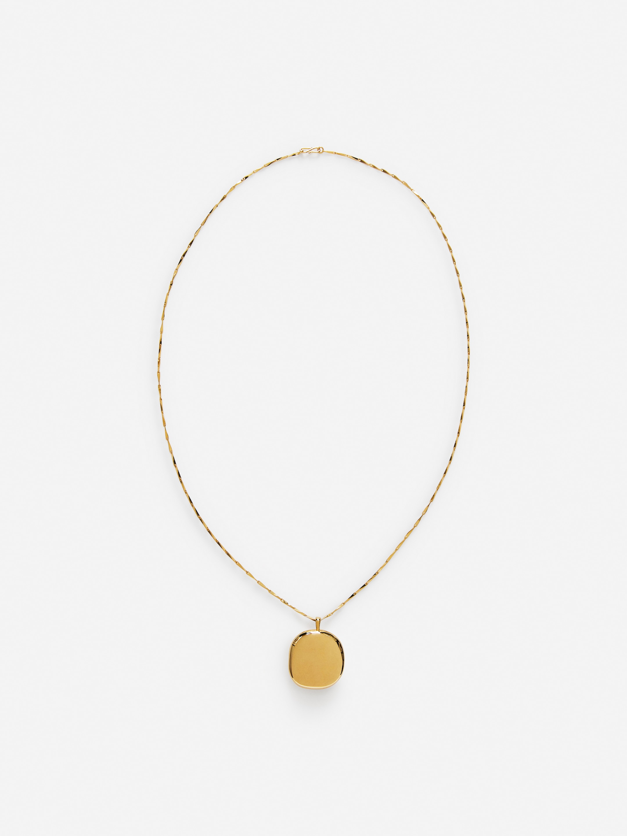 Gold-Plated Locket Necklace-#F1EAB9-16302