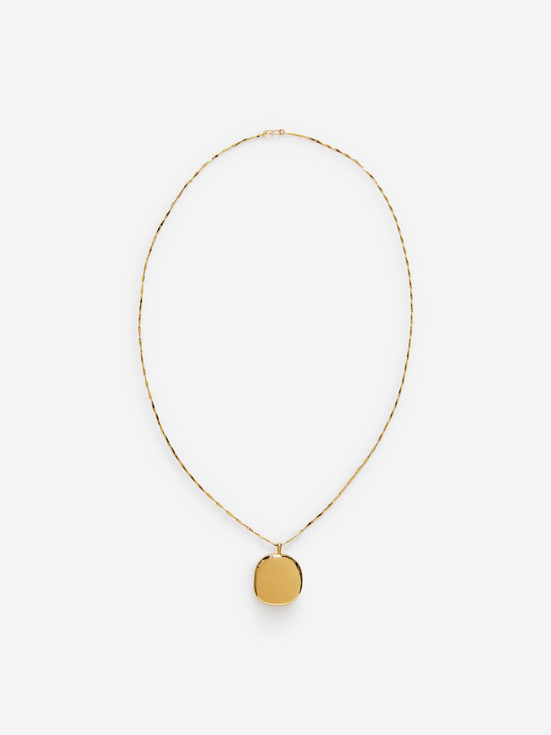 Gold-Plated Locket Necklace-#F1EAB9-16302