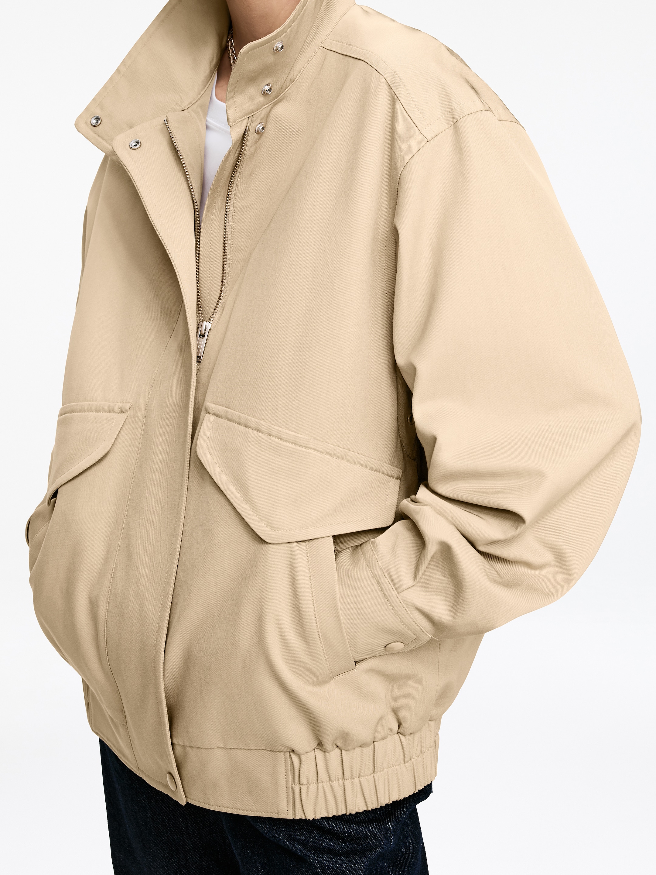 Harrington Jacket - Beige - Oversized - Women - StillMedia/Lookbook - 3