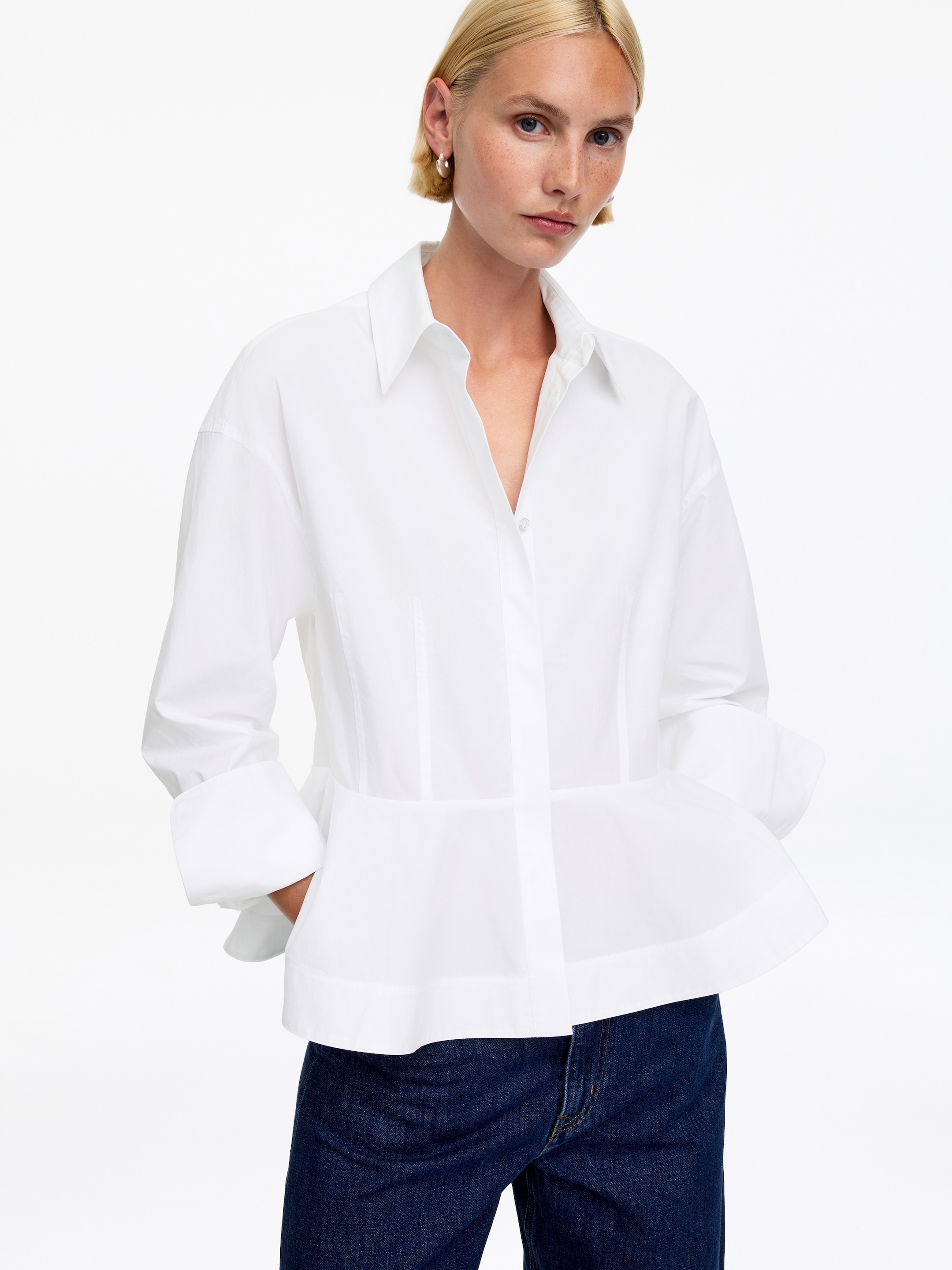 Camisa peplum de algodón - Blanco - Corte ajustado - women - StillMedia/Lookbook - 3