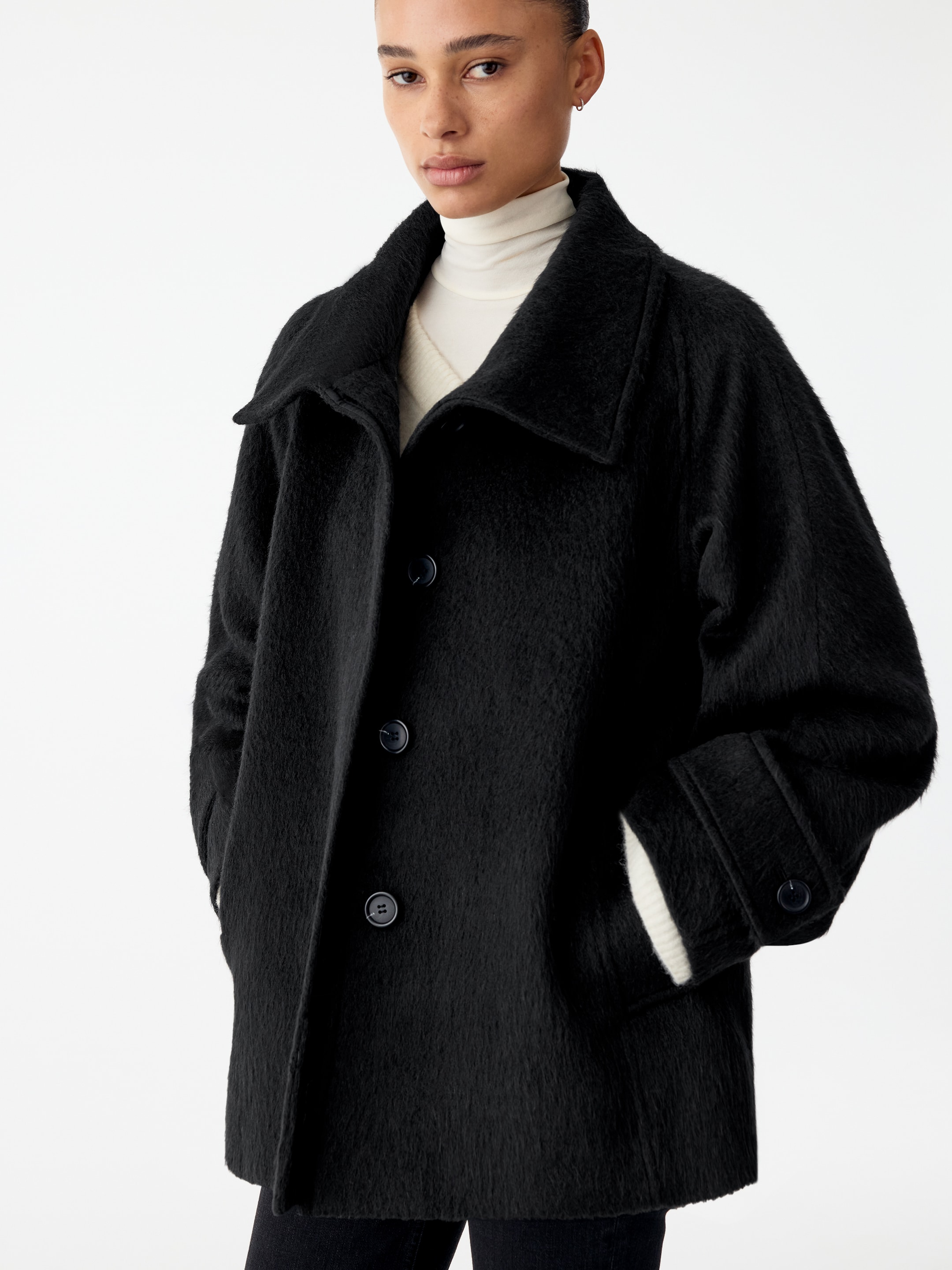 Chaqueta en mezcla de lana y alpaca - Negro - Corte relajado - women - StillMedia/Lookbook - 7