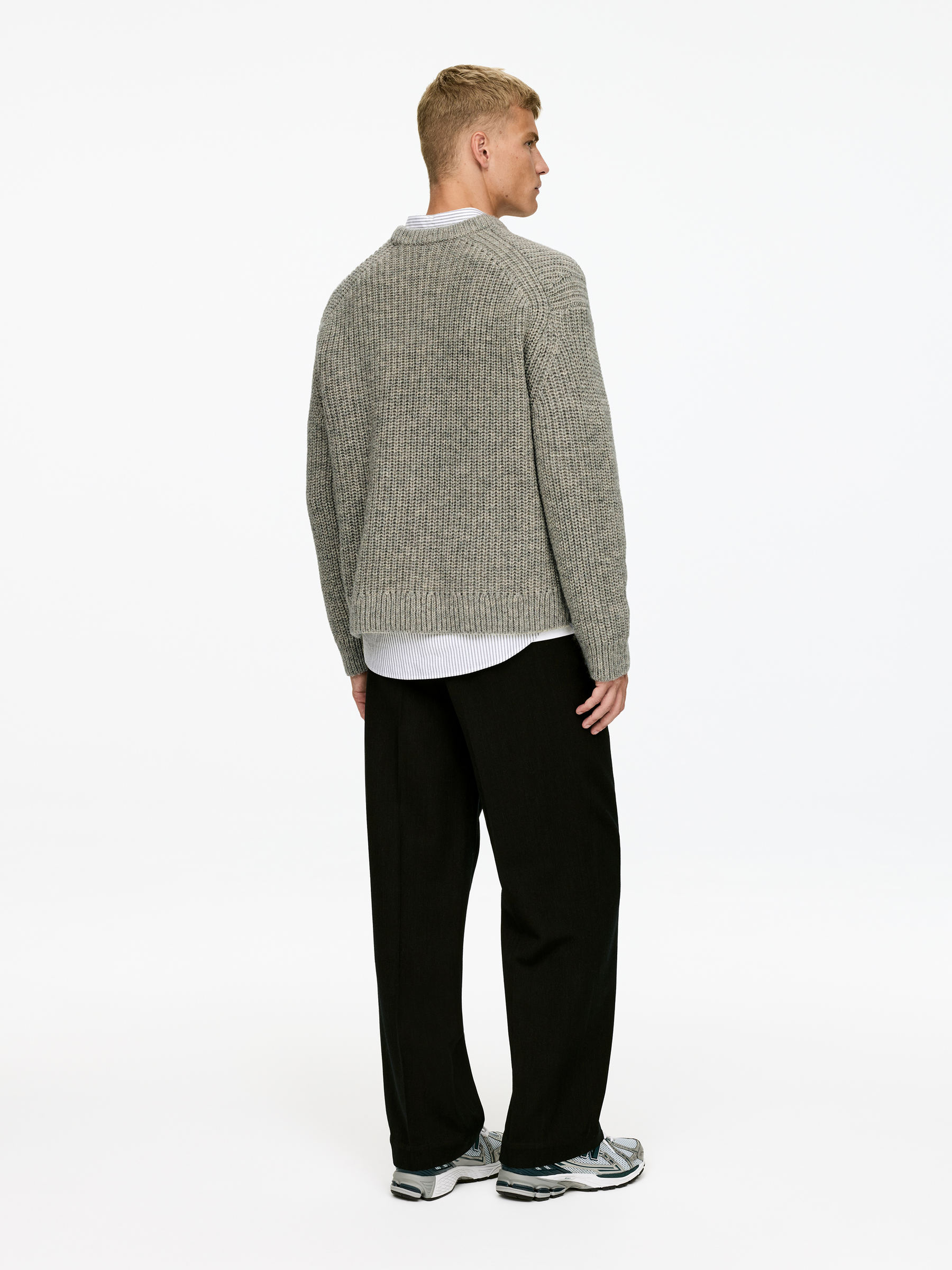 Wool Jumper - Grey Melange - Loose fit - Men - StillMedia/Lookbook - 4