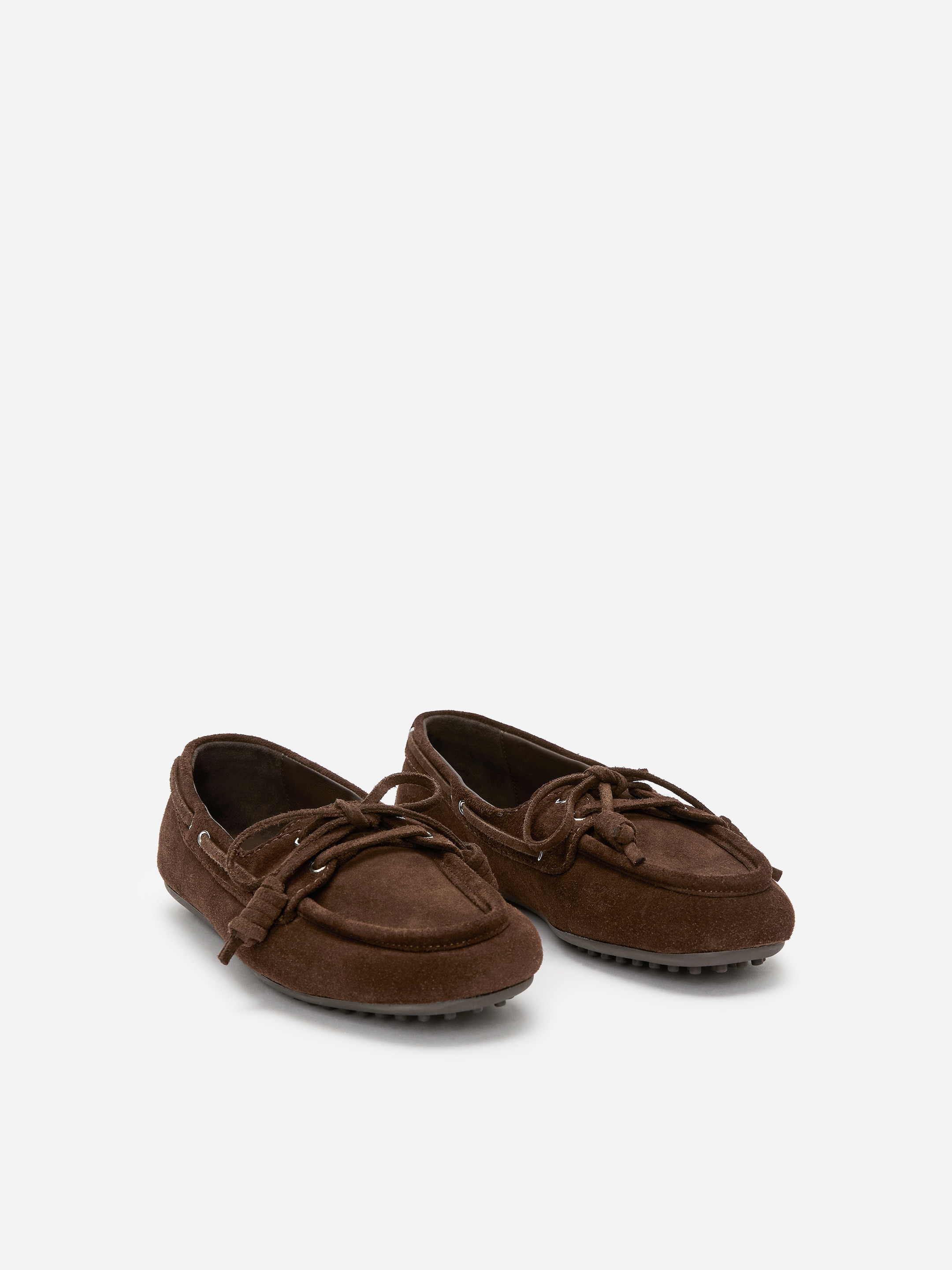 Split Suede Boat Shoes - Brown - Women - StillMedia/DescriptiveStillLife - 4