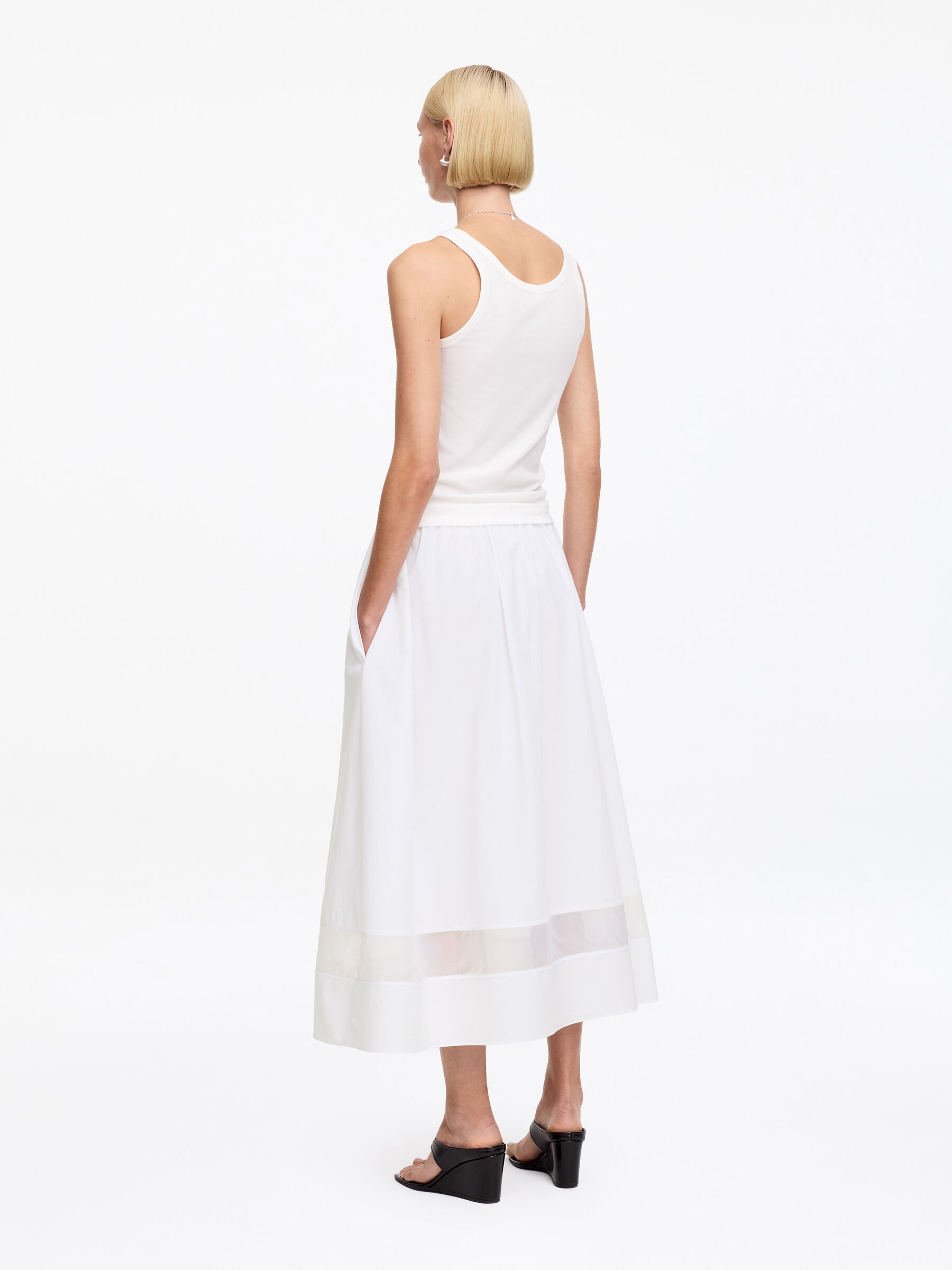 Midikjol med organzadetalj - Vit - Regular fit - Women - StillMedia/Lookbook - 5