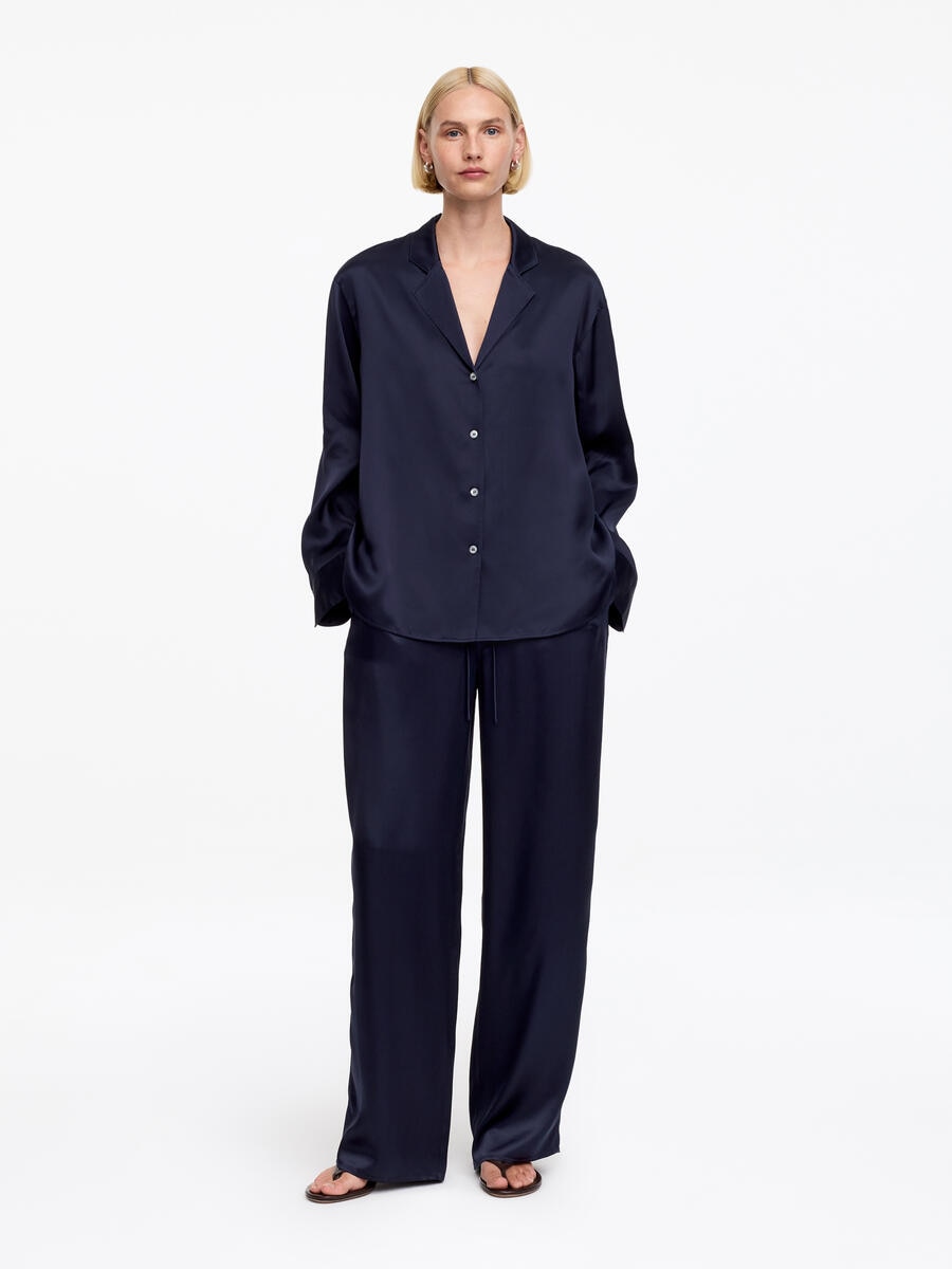 ARKET Women's  Silk Satin Trousers Blue,  size L