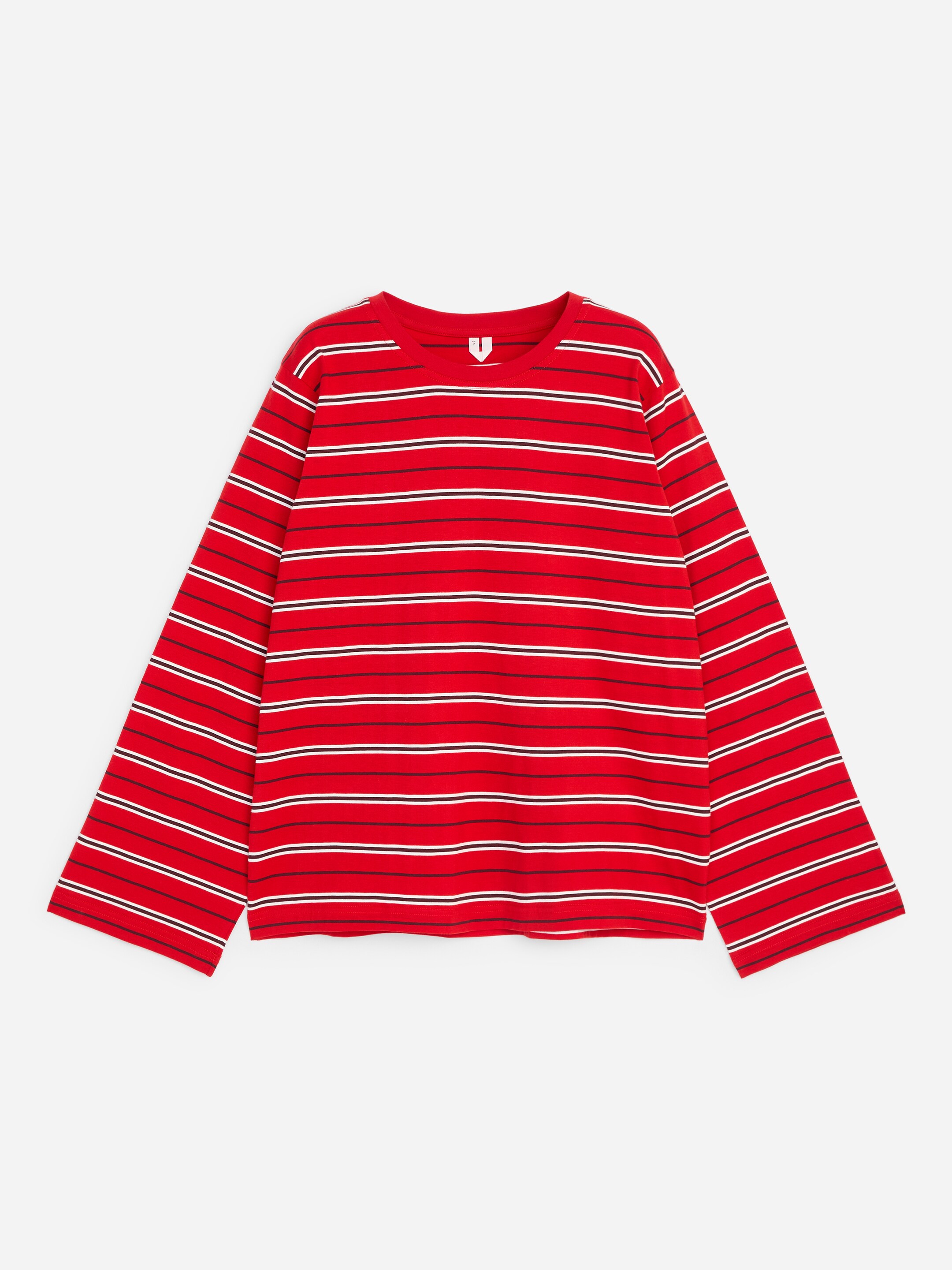 Striped Long-Sleeved T-Shirt - Red - Loose fit - women - StillMedia/DescriptiveStillLife - 1