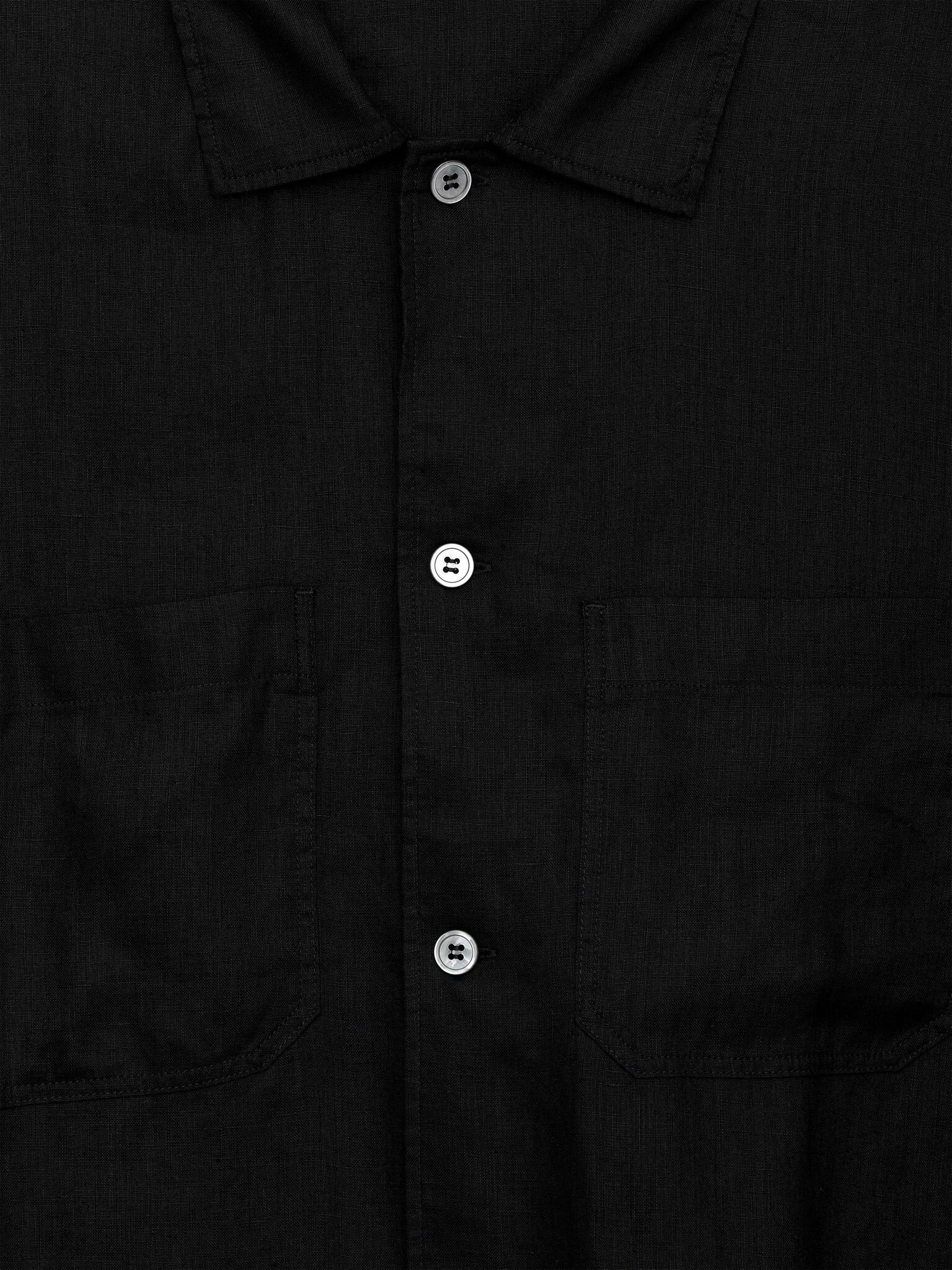 Chemise décontractée en lin - Noir/Beige/Bleu - 2