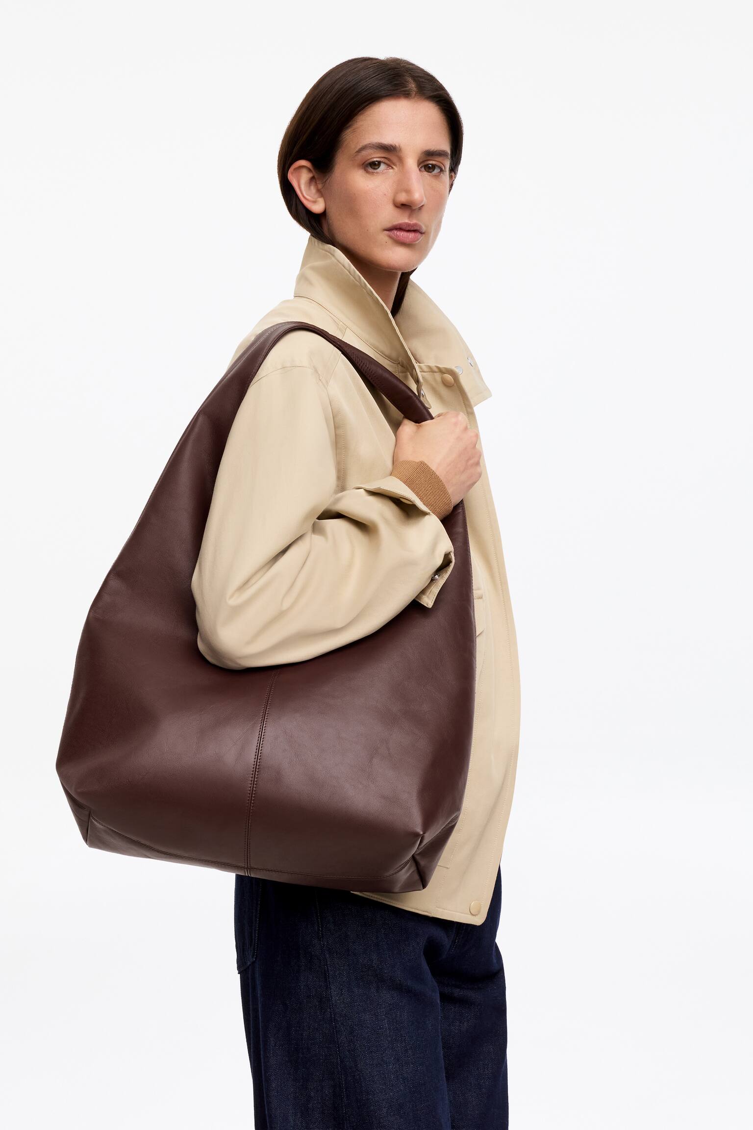 Soepele leren tas - Bruin - 1