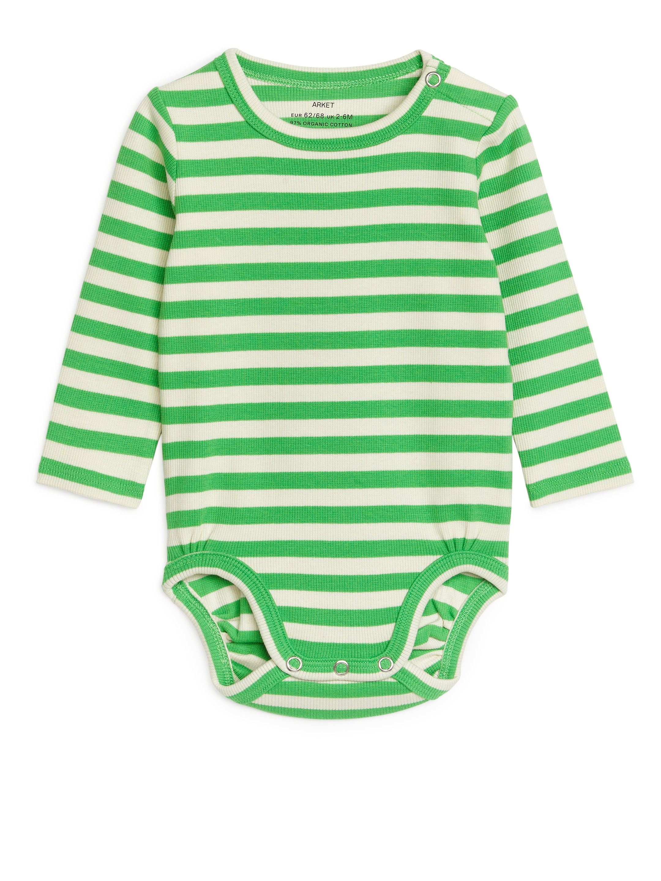 Agrandir l'image: Body à manches longues côtelé - Blanc/vert - ENFANT | H&M CH 1
