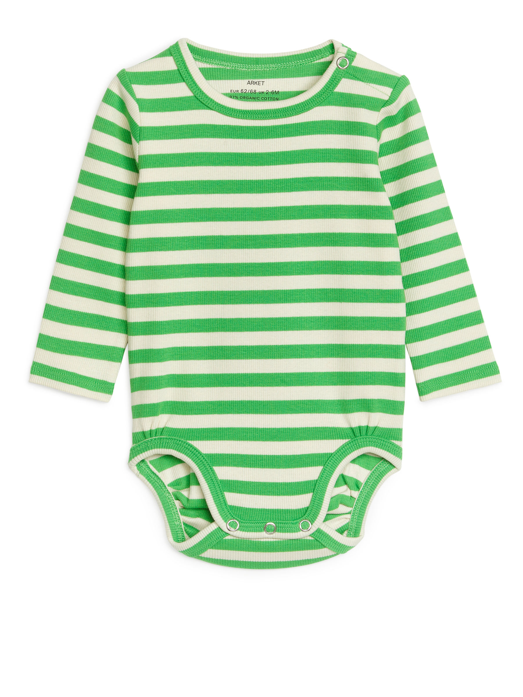 Gerippter Langarmbody - Weiß/Grün - Kinder - StillMedia/DescriptiveStillLife - 1