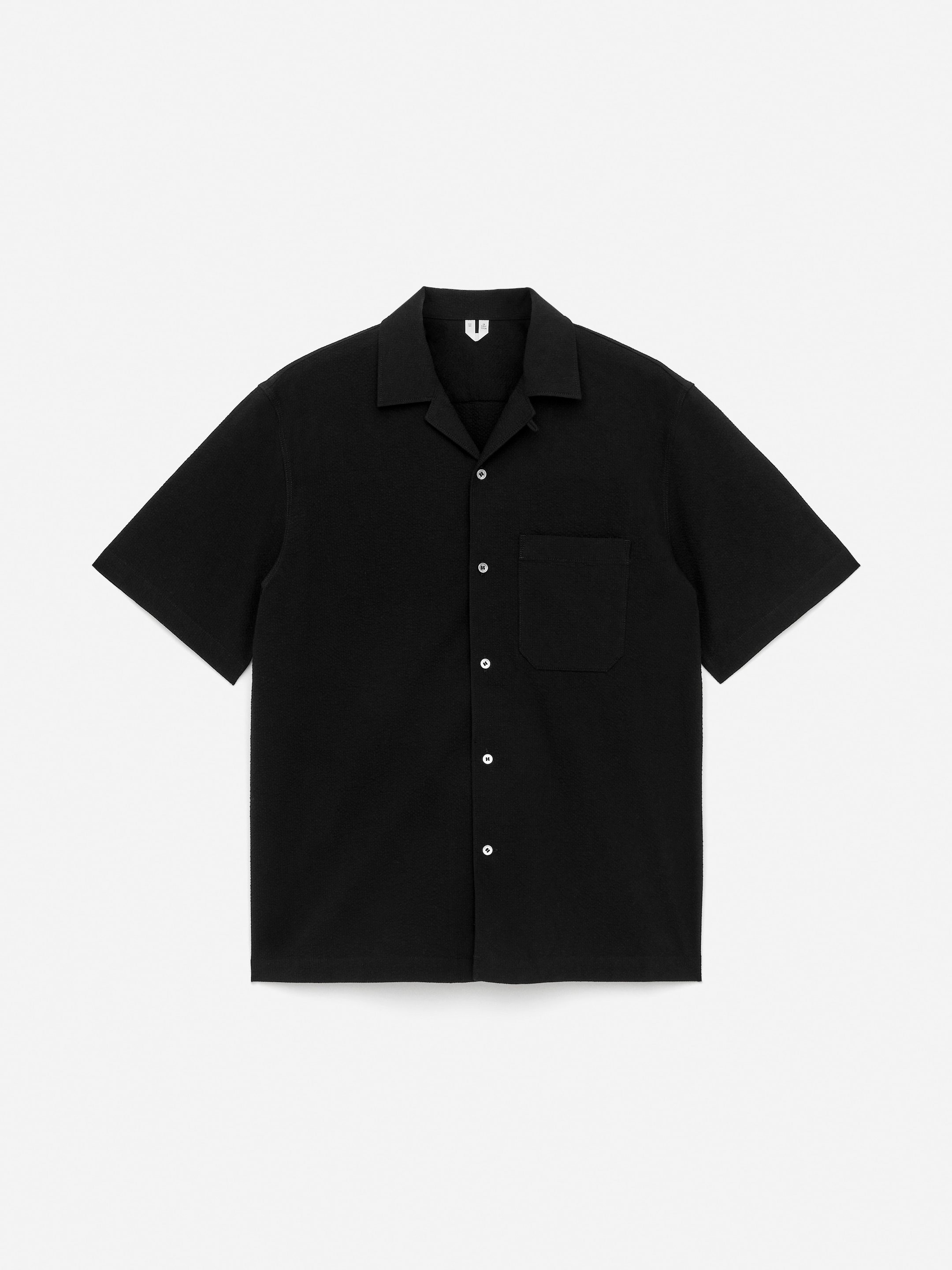 Seersucker Resort Shirt-Black-15585