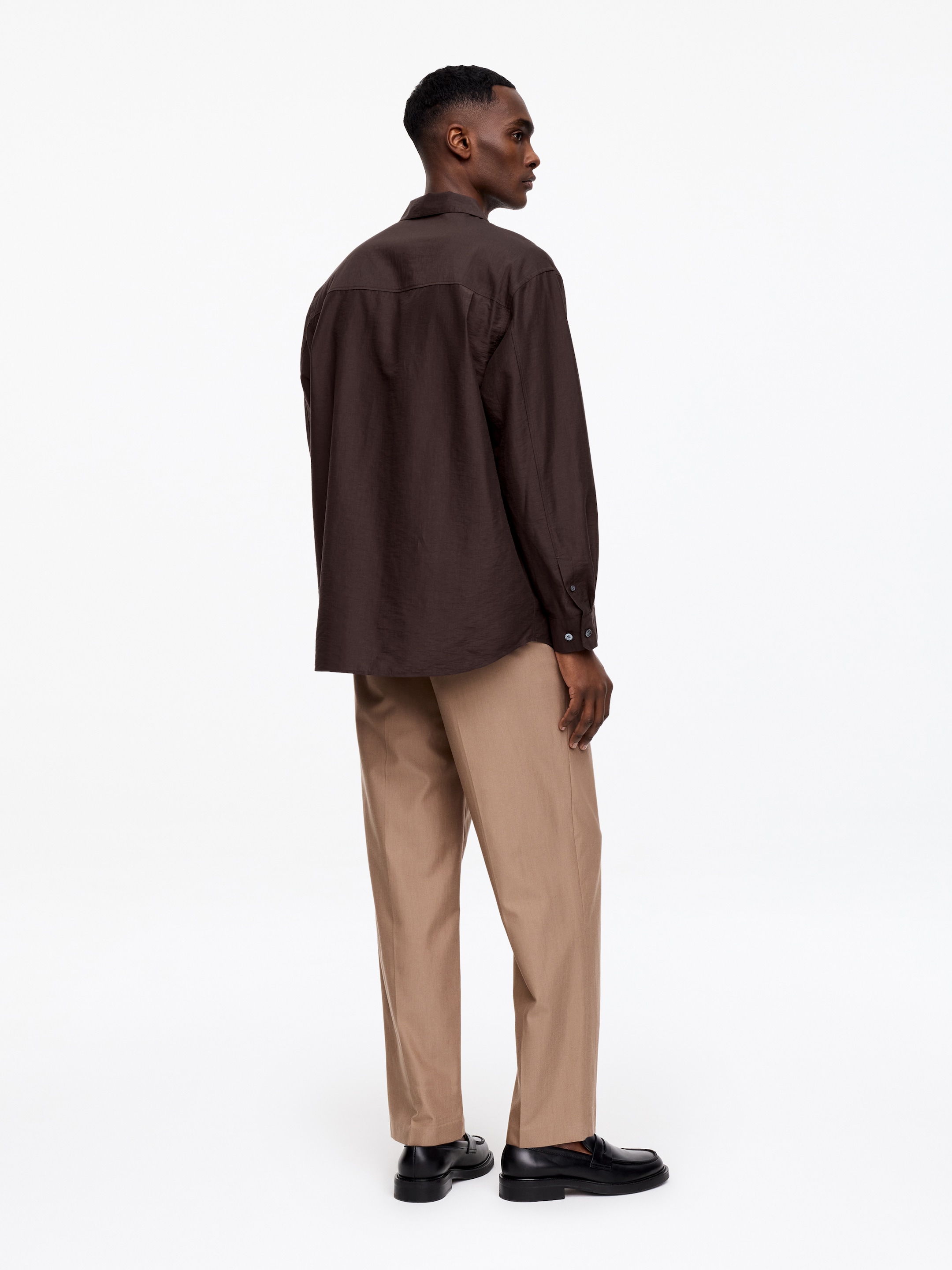 Oversized Lyocell Blend Shirt - Brown - Oversized - Men - StillMedia/Lookbook - 3