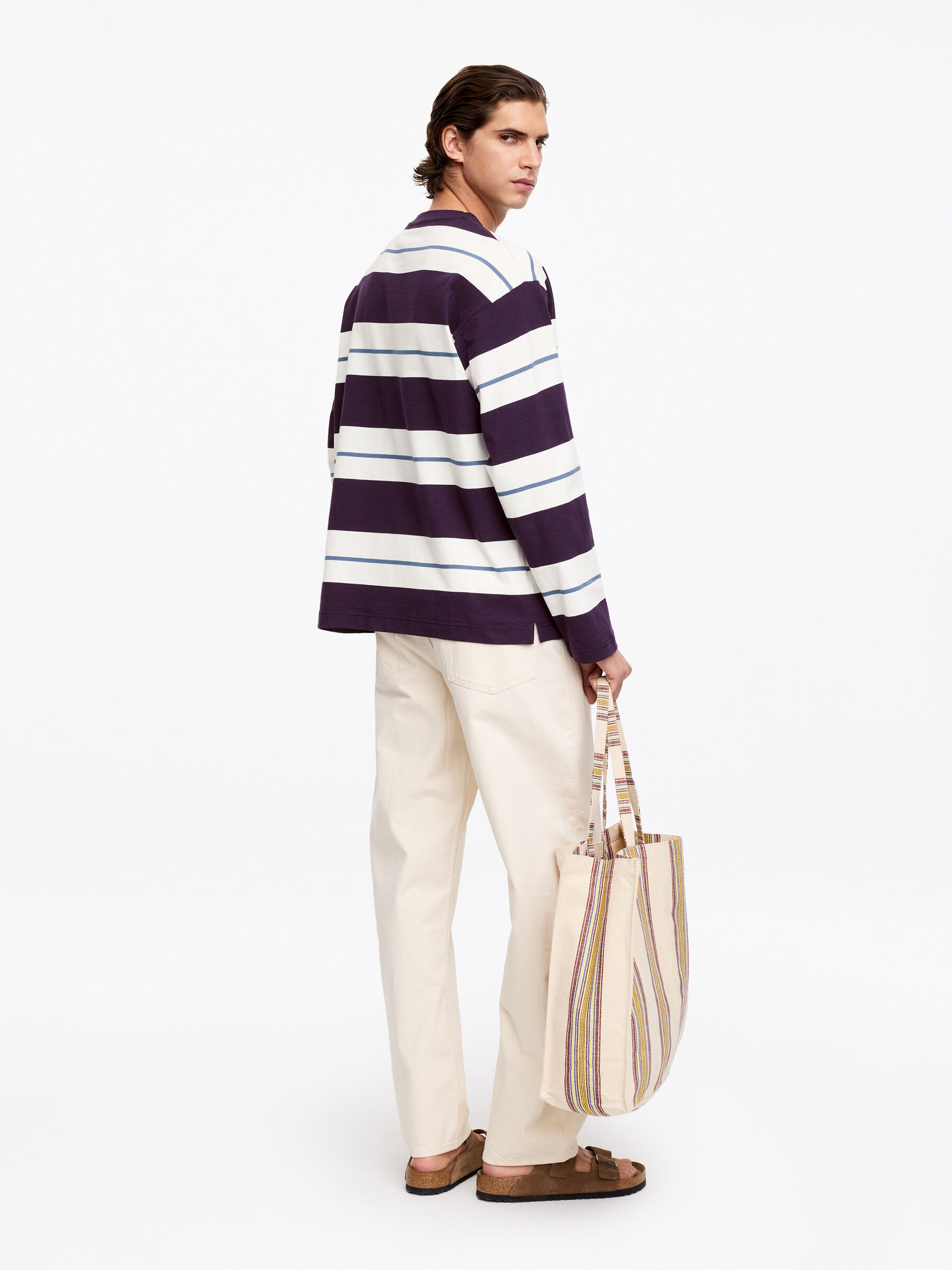 Relaxed Long-Sleeve T-Shirt - Purple/Off White - Relaxed fit - Men - StillMedia/Lookbook - 3