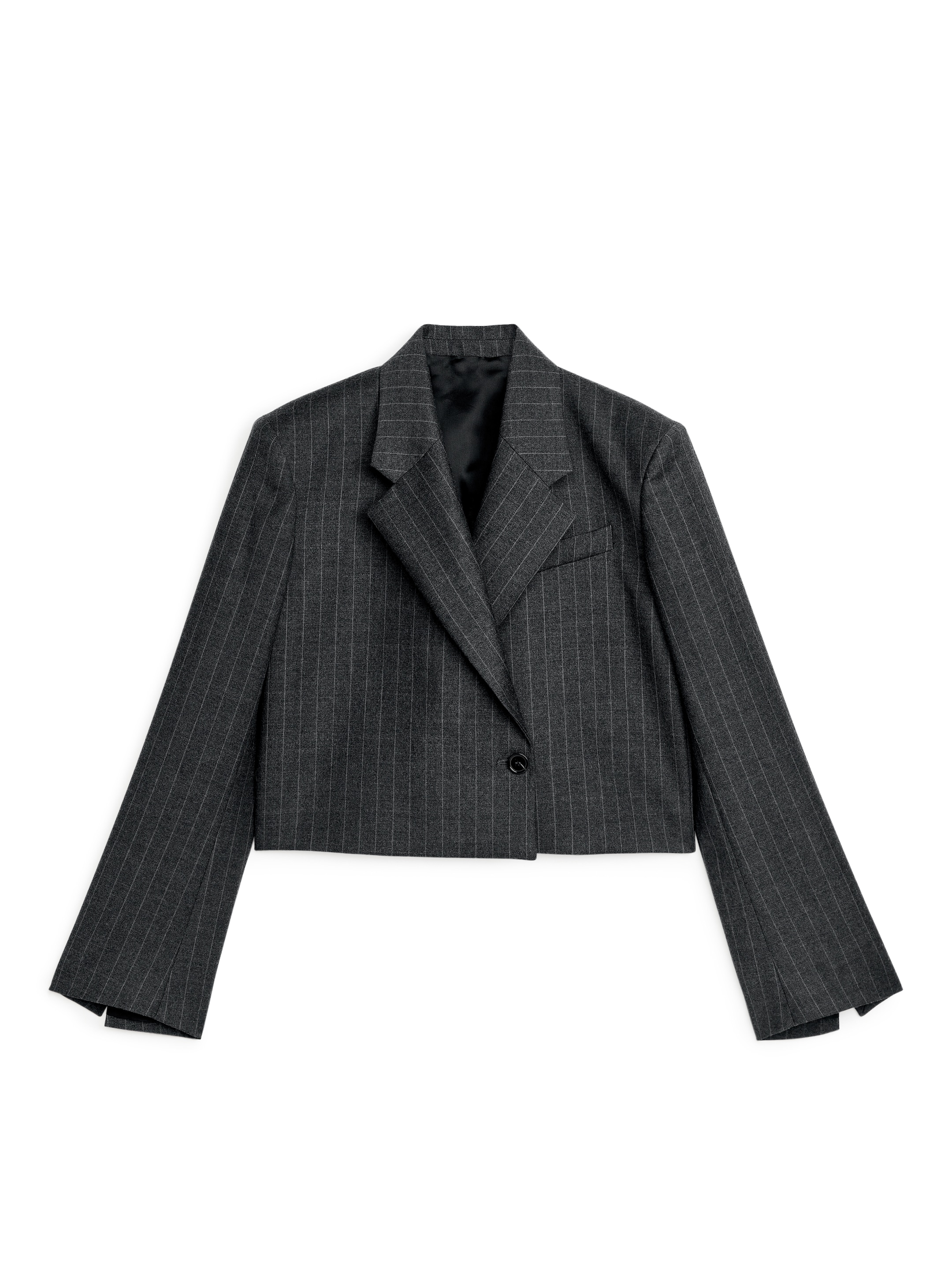 Cropped Wool Blend Blazer - Dark Grey - Regular fit - Women - StillMedia/DescriptiveStillLife - 1