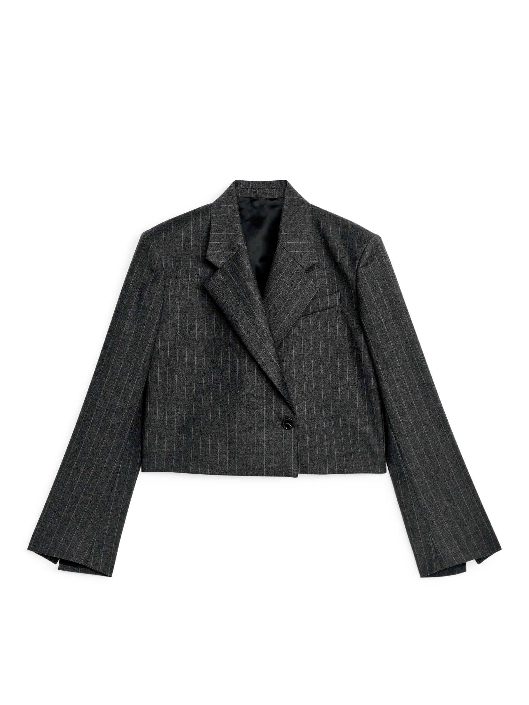 Kurzer Blazer aus Wollmischung - Dunkelgrau - Regular Fit - Damen - StillMedia/DescriptiveStillLife - 1